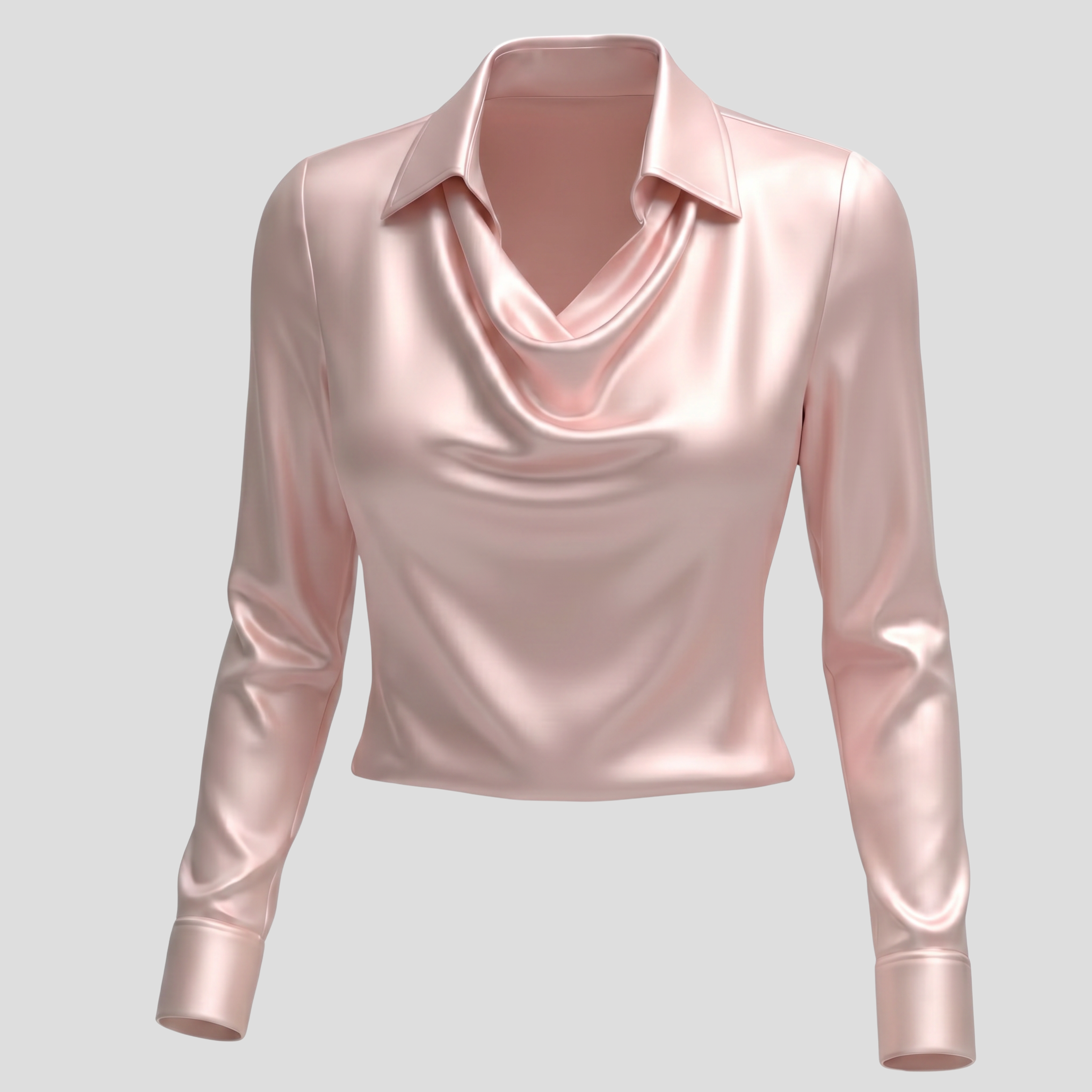 Women Long-Sleeve Blouse | Cowl Neckline Form & Pointed Collar Alignment for Daily Wear