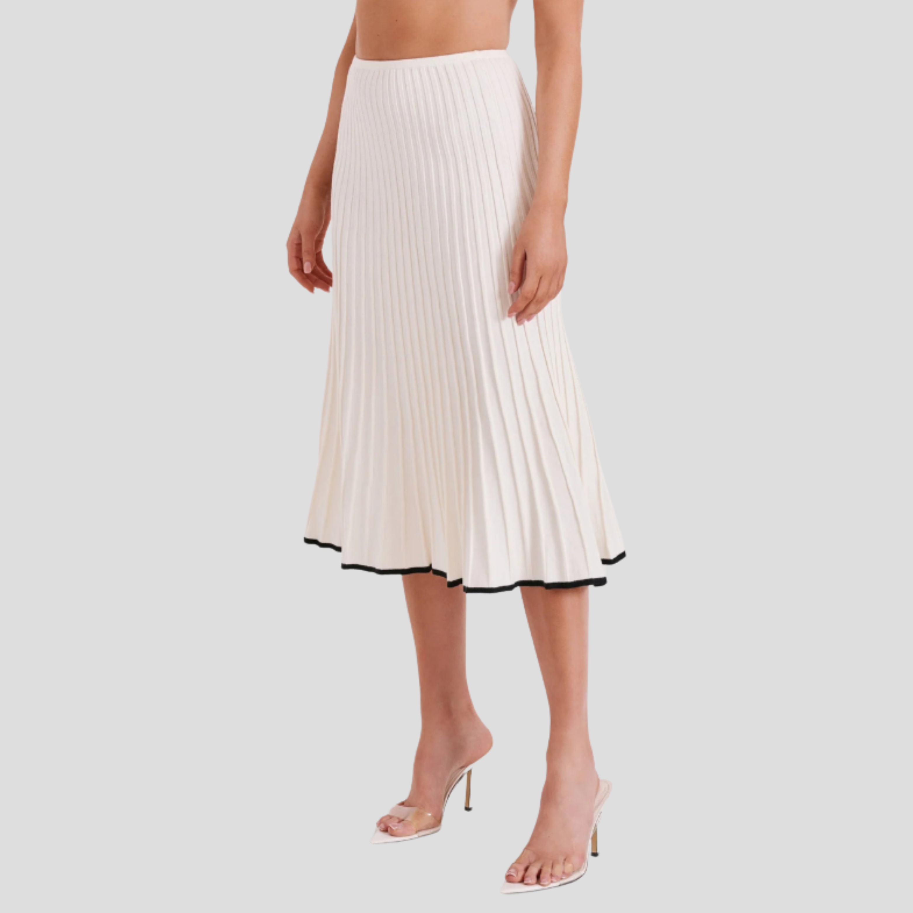 Women Two-Piece Set | Cropped Button Upper & Pleated Skirt Alignment for Daywear