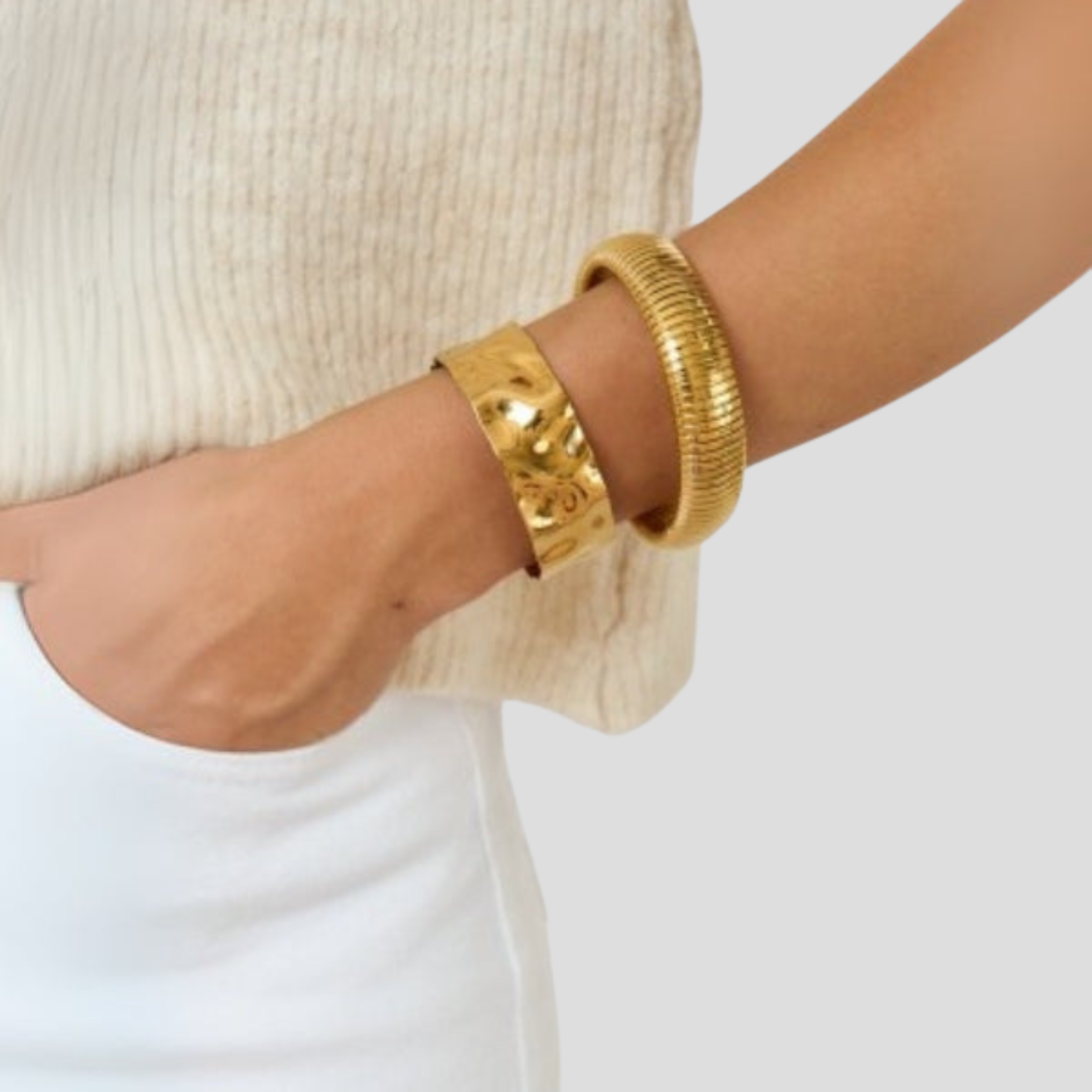 Women Cuff Bracelet | Hammered Surface Pattern & Open Form for Daily Wear