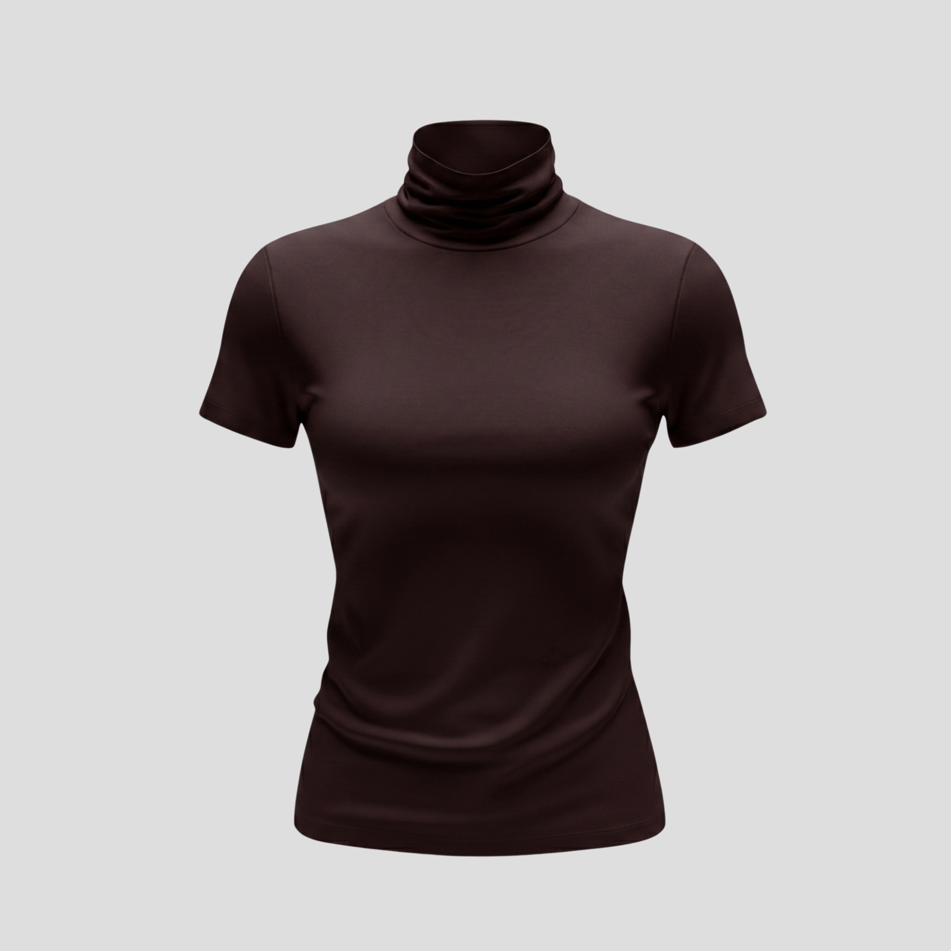 Women Mock Neck Tee | Short-Sleeve Form & Contoured Line Alignment for Daily Wear