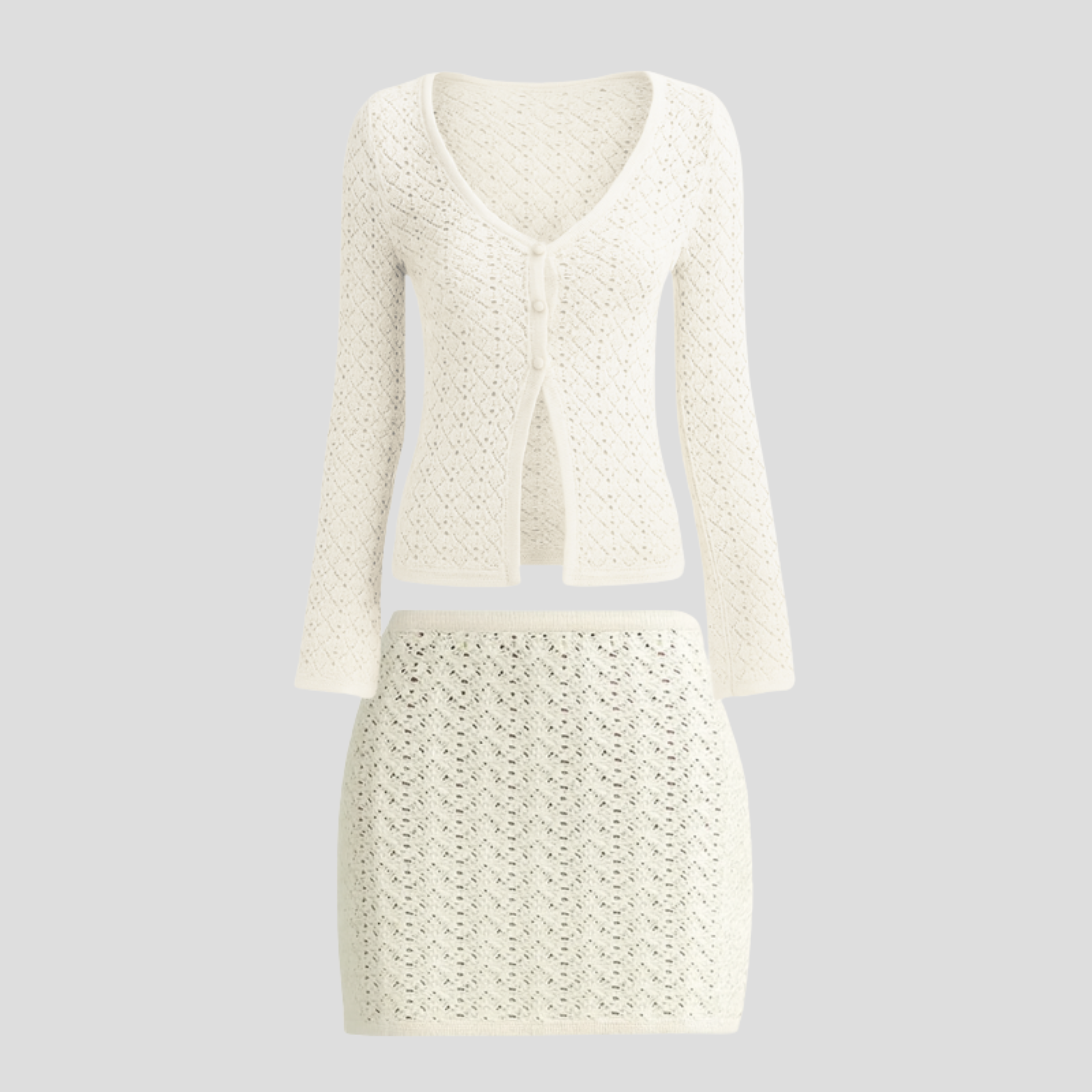 Women Skirt Set | V-Neck Upper Line & Coordinated Split Skirt Form for Seasonal Wear