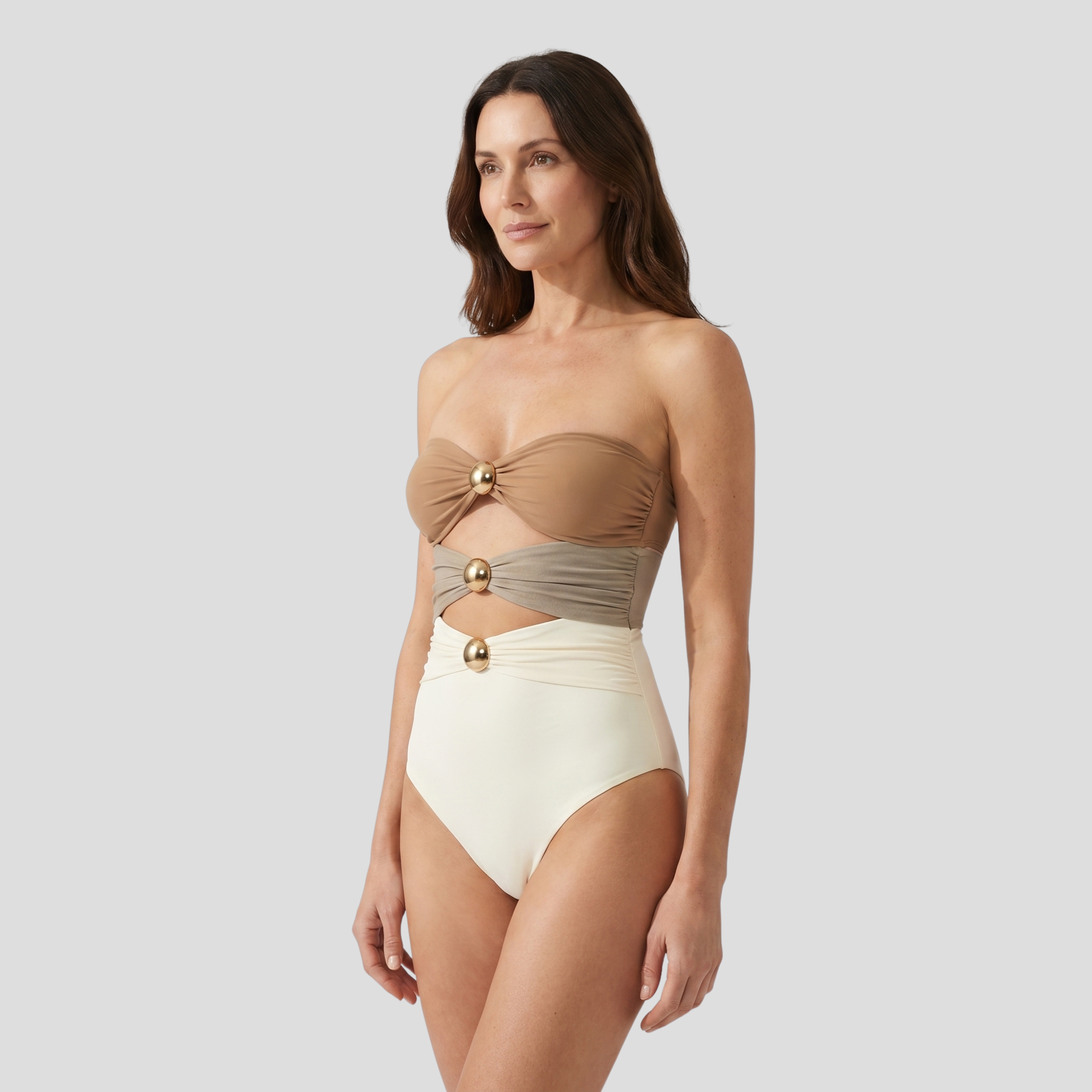 Women Swimsuit | Bandeau Upper Form & Cut-Out Waist Alignment for Swimwear