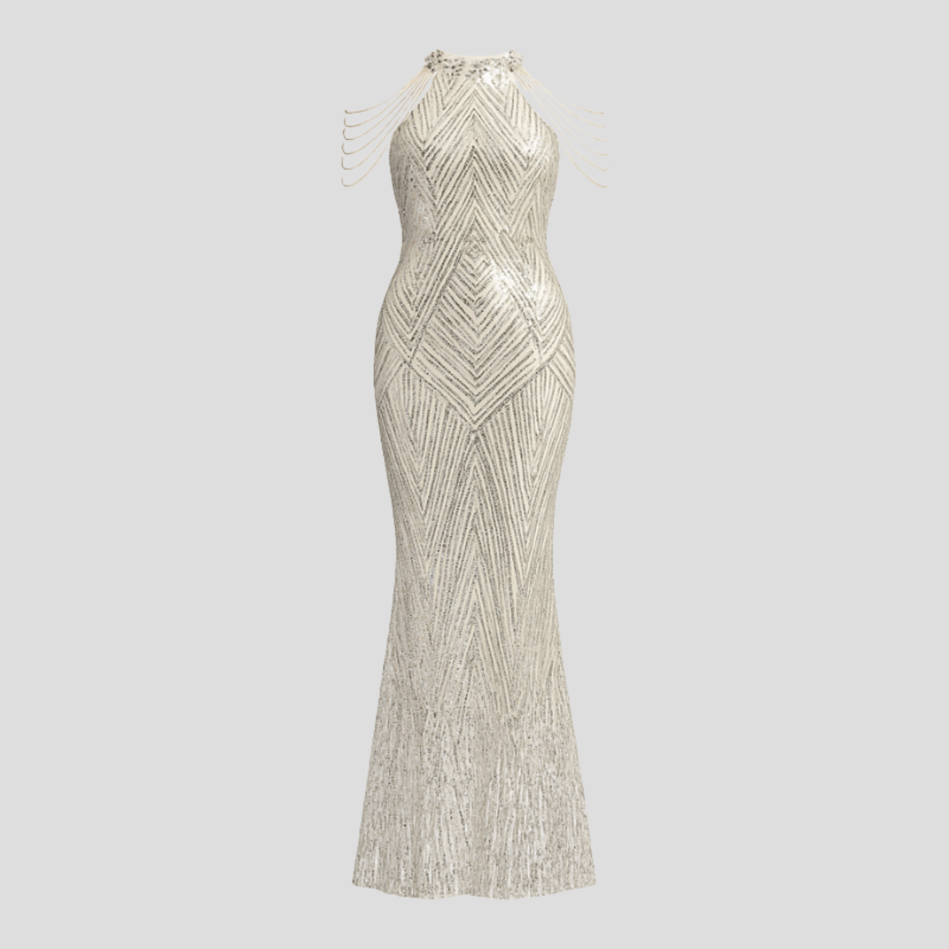 Women Evening Dress | Halter Neckline Detail & Fitted Sequin Silhouette for Formal Wear