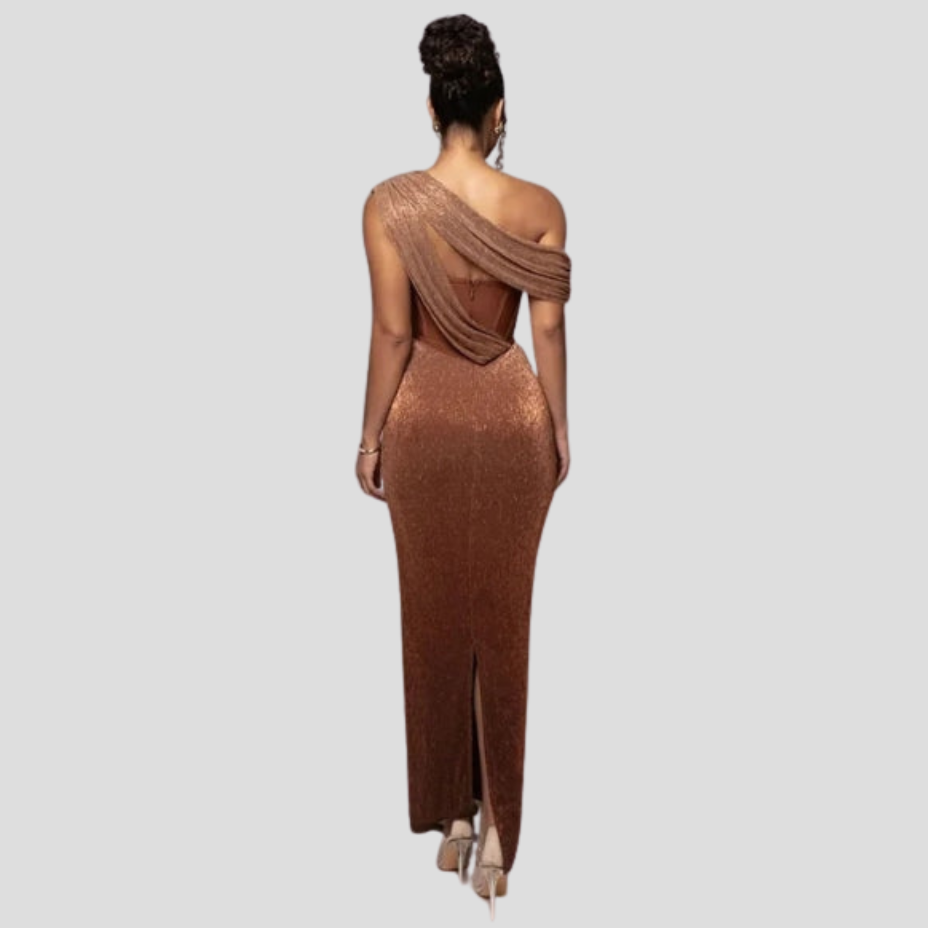 Women Maxi Dress | One-Shoulder Neckline & Draped Floor-Length Silhouette for Evening Wear