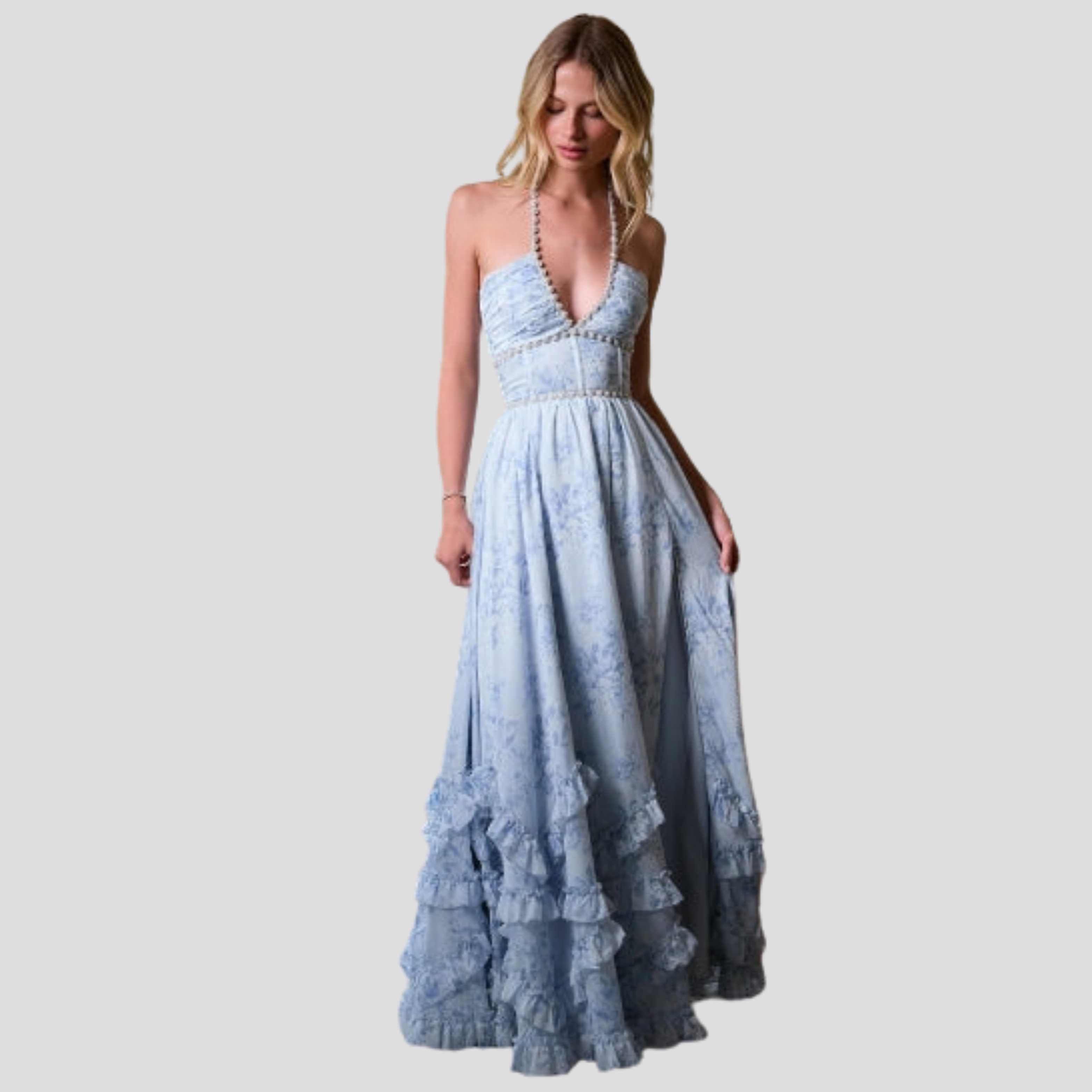 Women Maxi Dress | Corset Bodice Design & Ruffled Hem Silhouette for Evening Wear