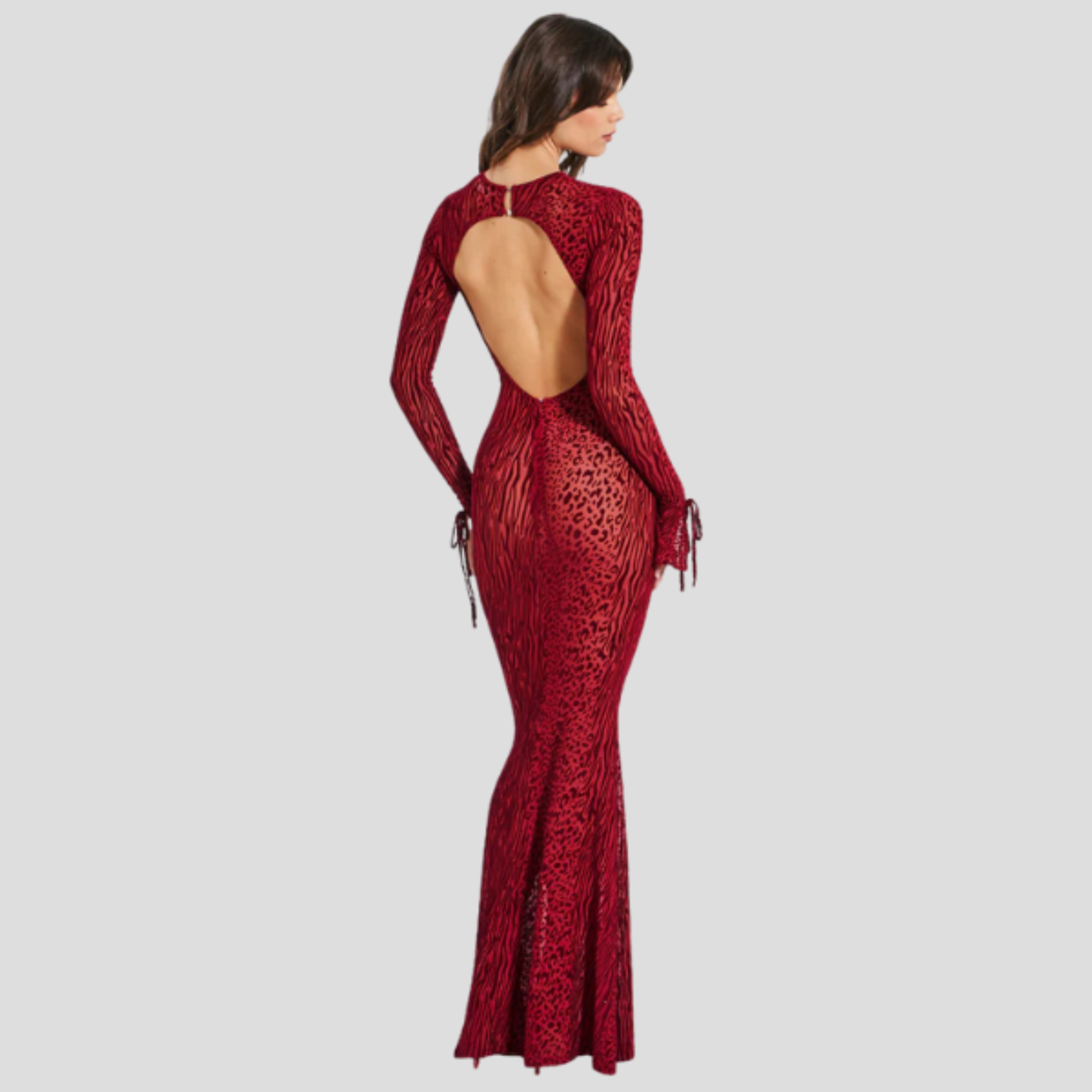 Women Maxi Dress | Long Sleeve Silhouette & Flared Cuff Detail for Evening Wear