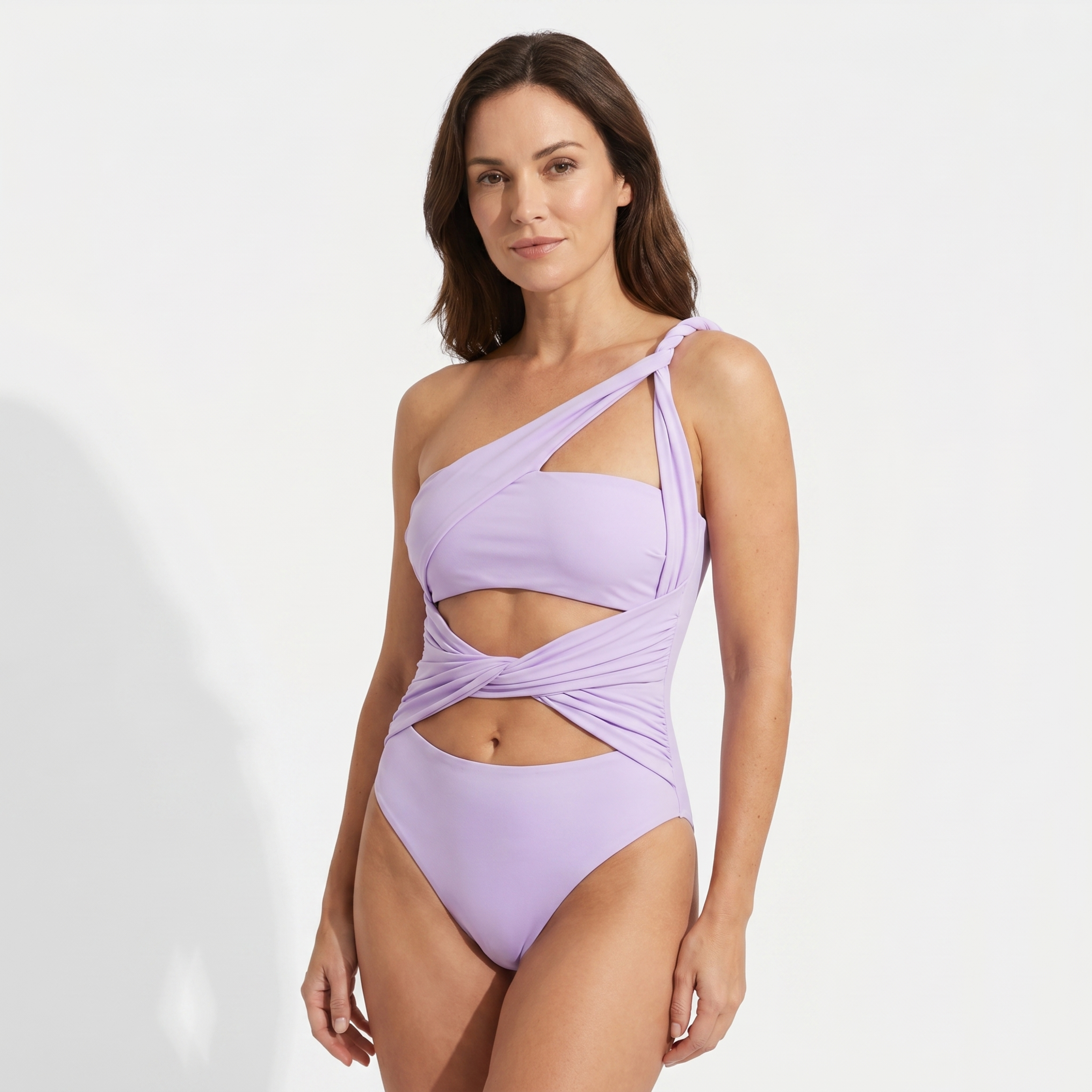 Women One-Piece Swimsuit | One-Shoulder Form & Wrap-Around Strap Alignment for Swimwear