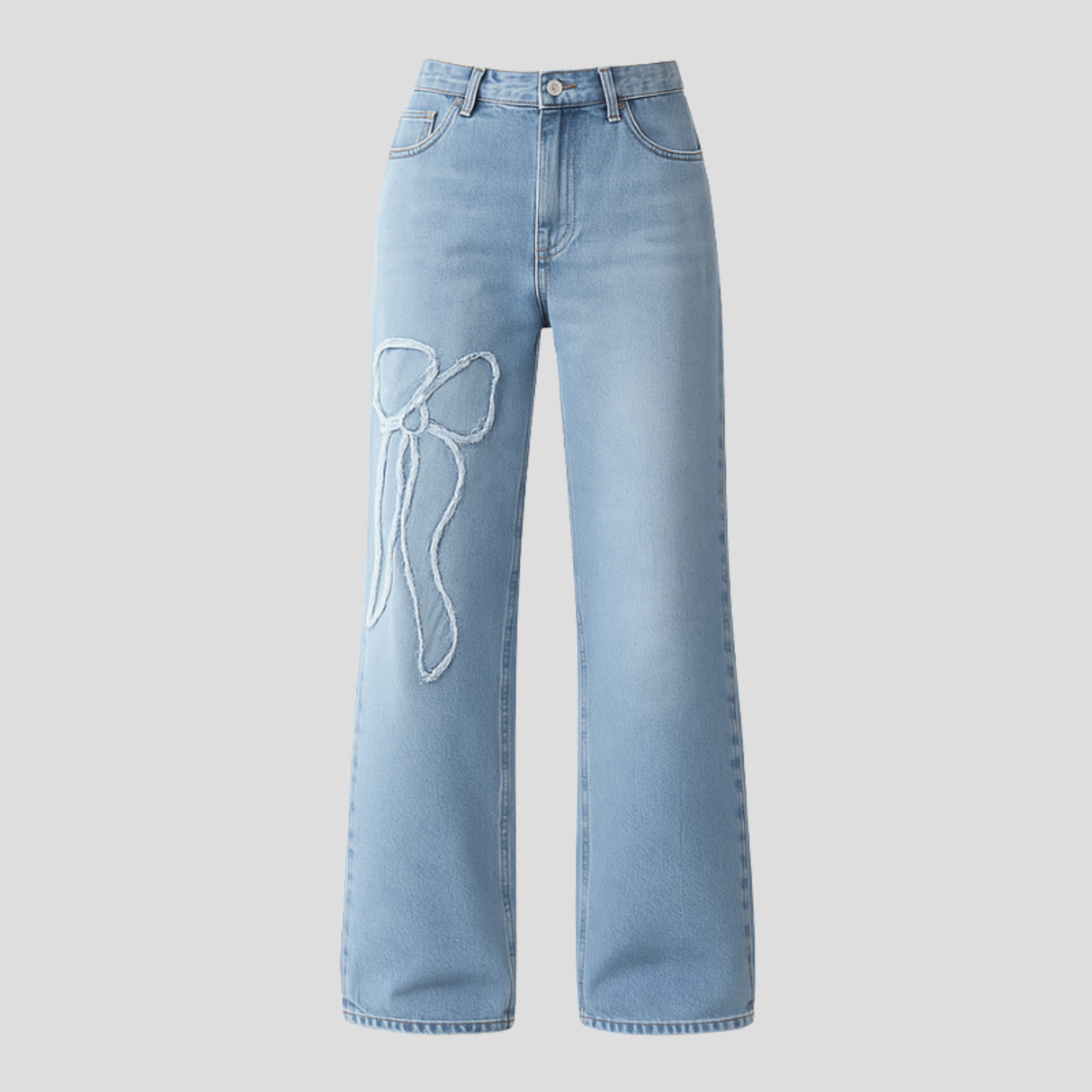 Women Jeans | Relaxed Silhouette & Side Bow Detail for Daily and Urban Wear