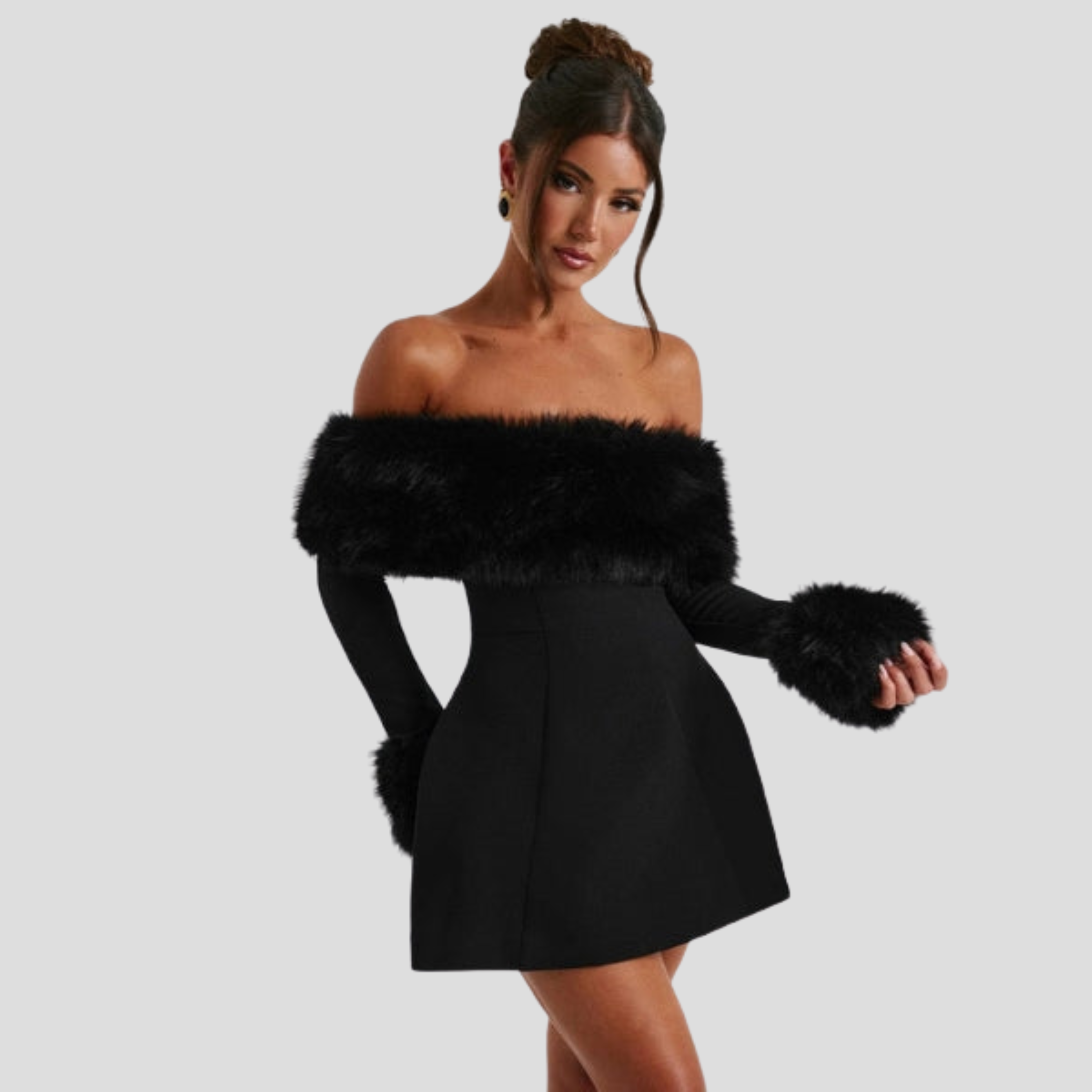 Women Mini Dress | Off-Shoulder Neckline & Defined Trim Silhouette for Evening Wear