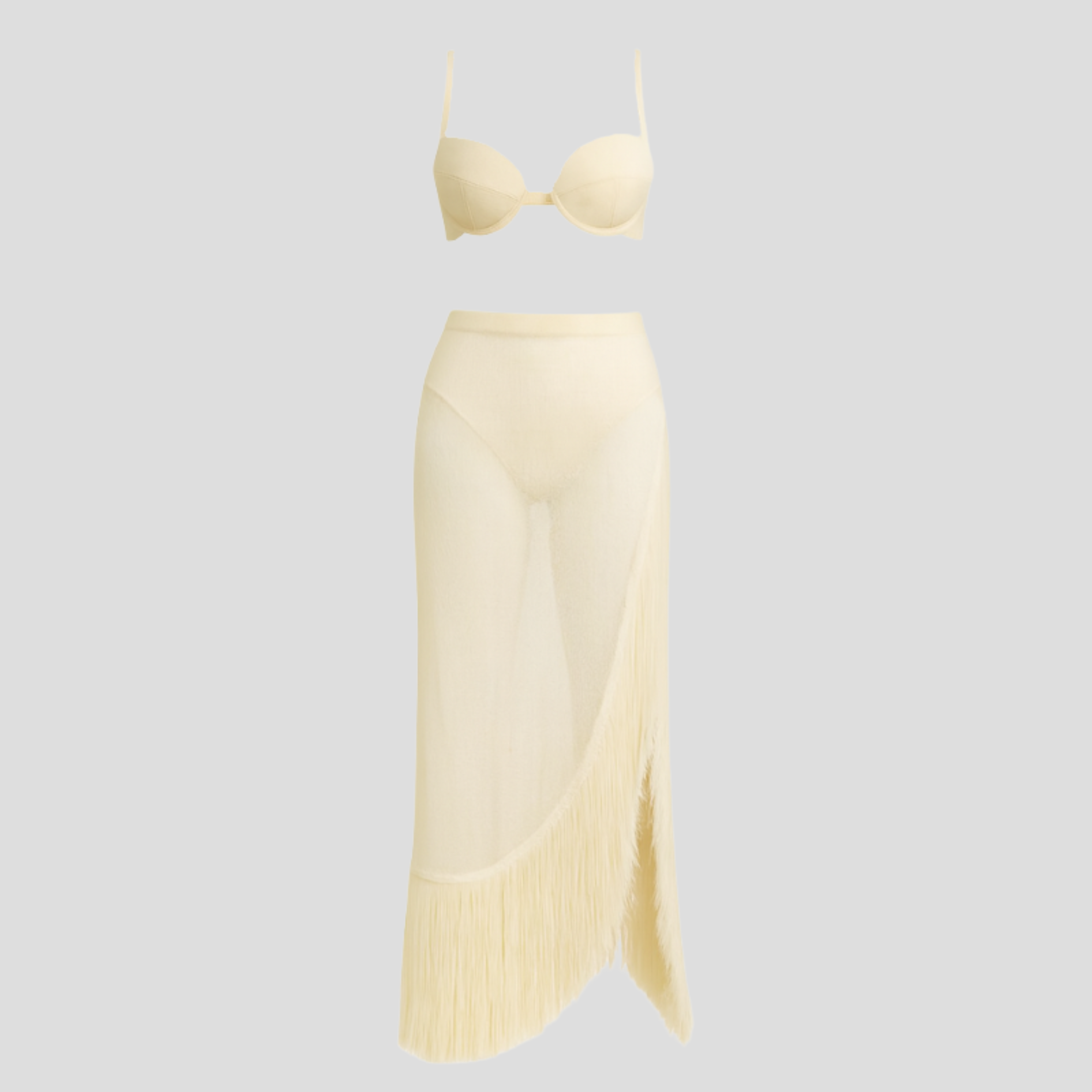 Women Two-Piece Set | Bralette Upper Form & Fringe Maxi Skirt Alignment for Occasion Wear