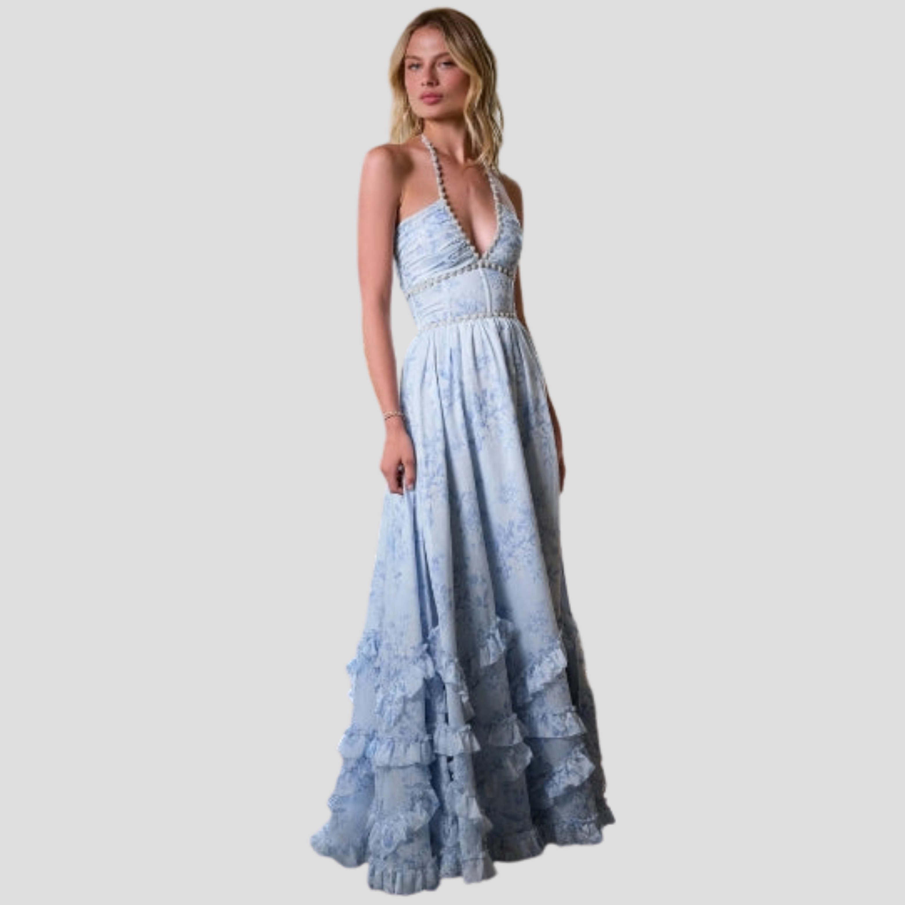 Women Maxi Dress | Corset Bodice Design & Ruffled Hem Silhouette for Evening Wear