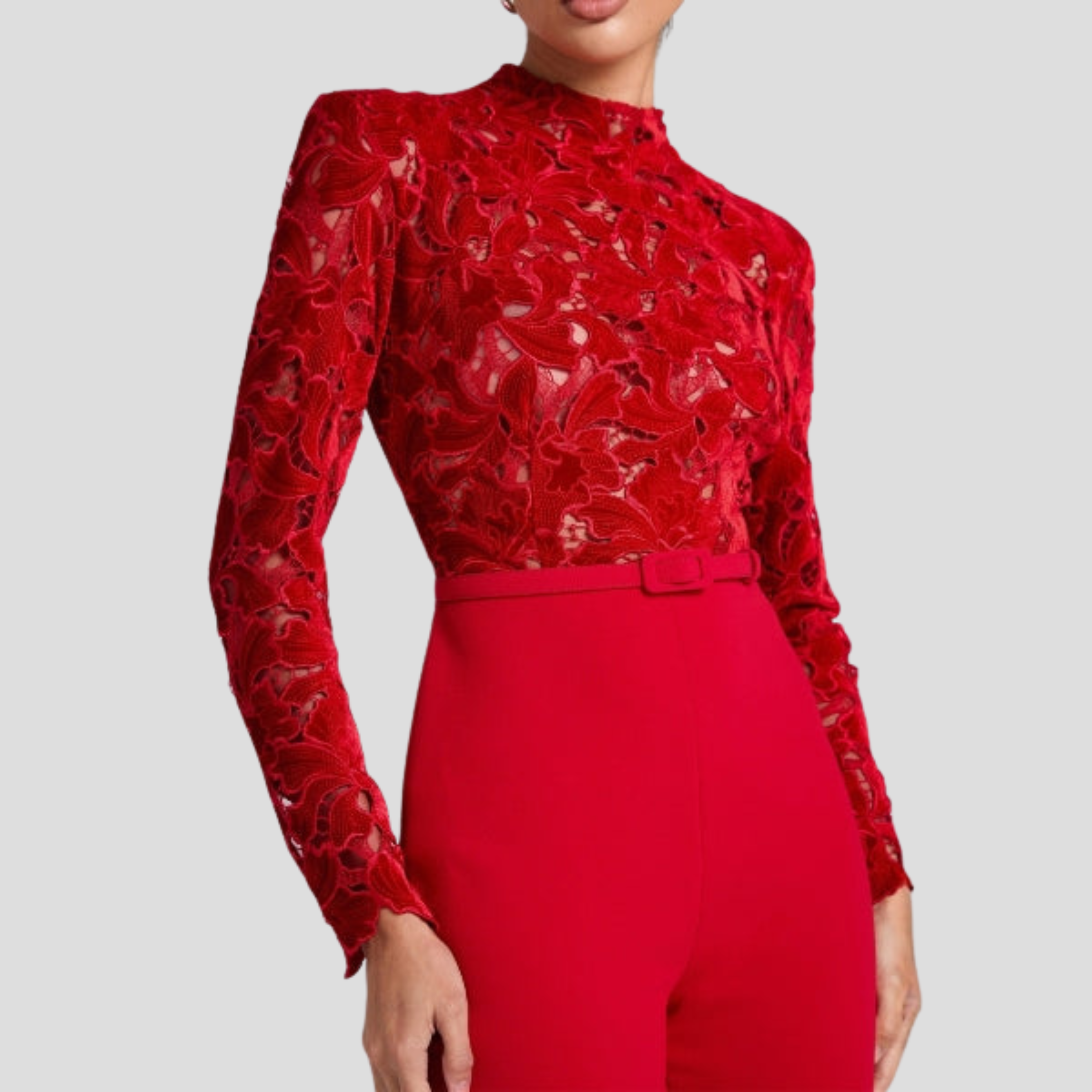 Women Jumpsuit | High Neck Shape & Belted Waist Flared Silhouette for Daily Wear