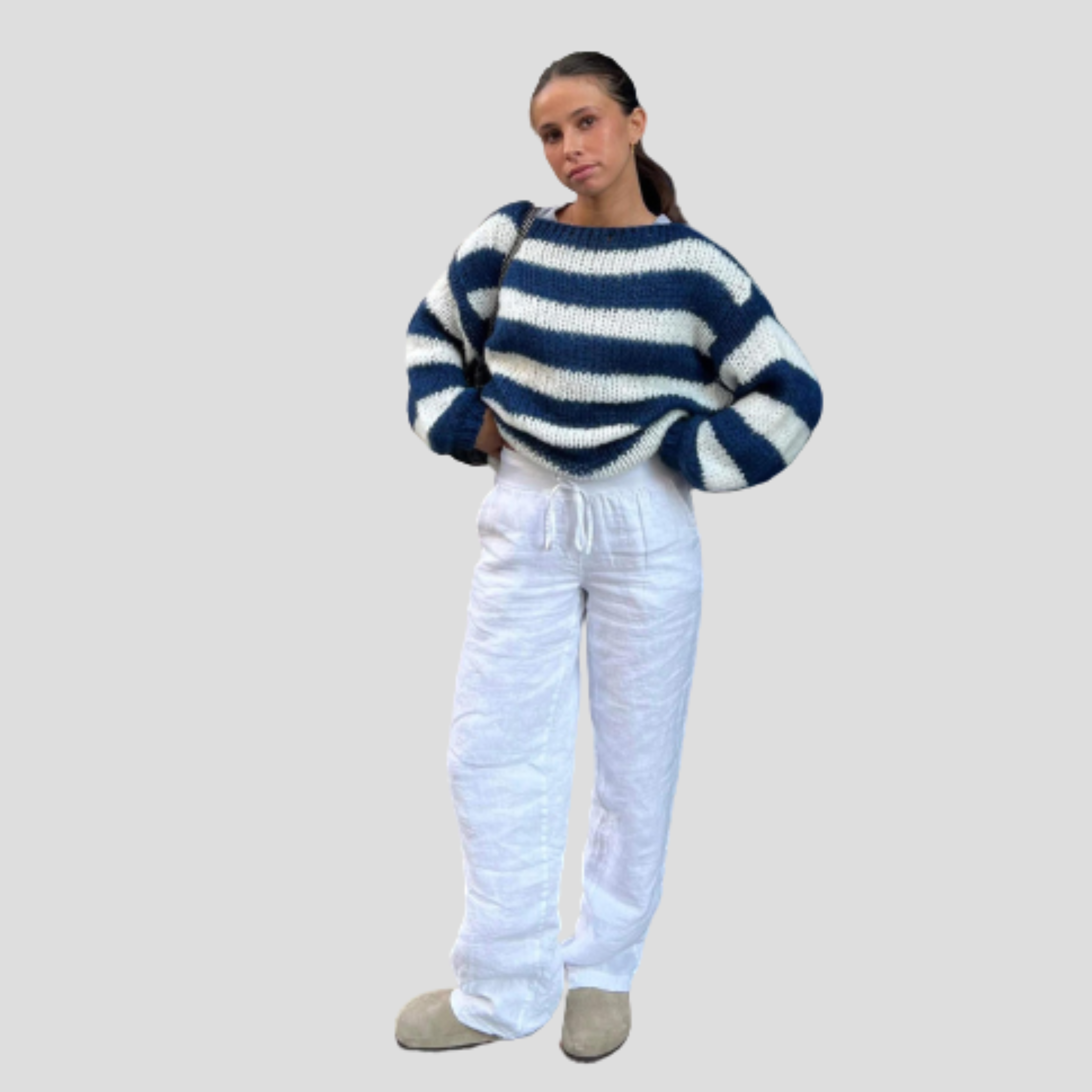 Women Sweater | Striped Surface Design & Straight Silhouette for Daily Wear