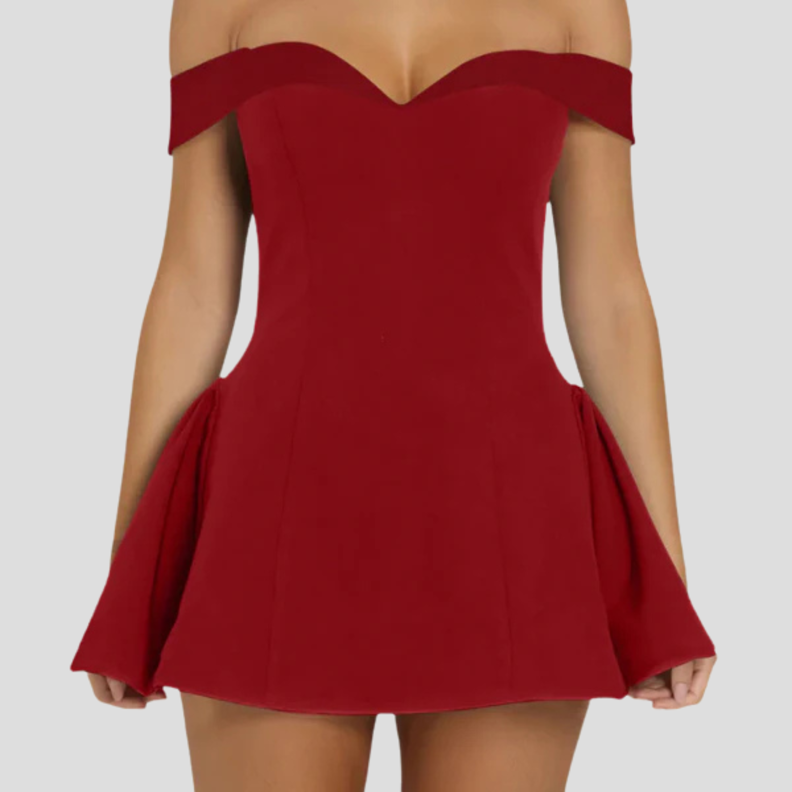 Women Mini Dress | Sweetheart Off-Shoulder Neckline & Flared Hem Silhouette for Evening Wear