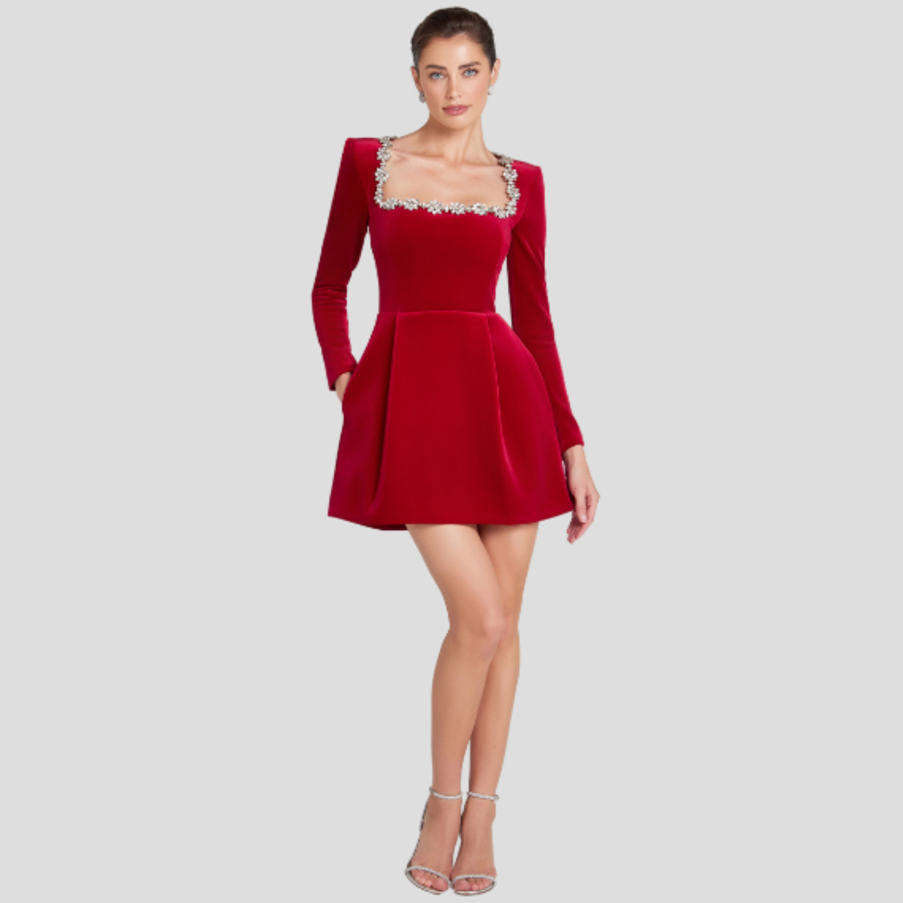 Women Cocktail Dress | Square Neckline Detail & Embellished Structured Silhouette for Evening Wear