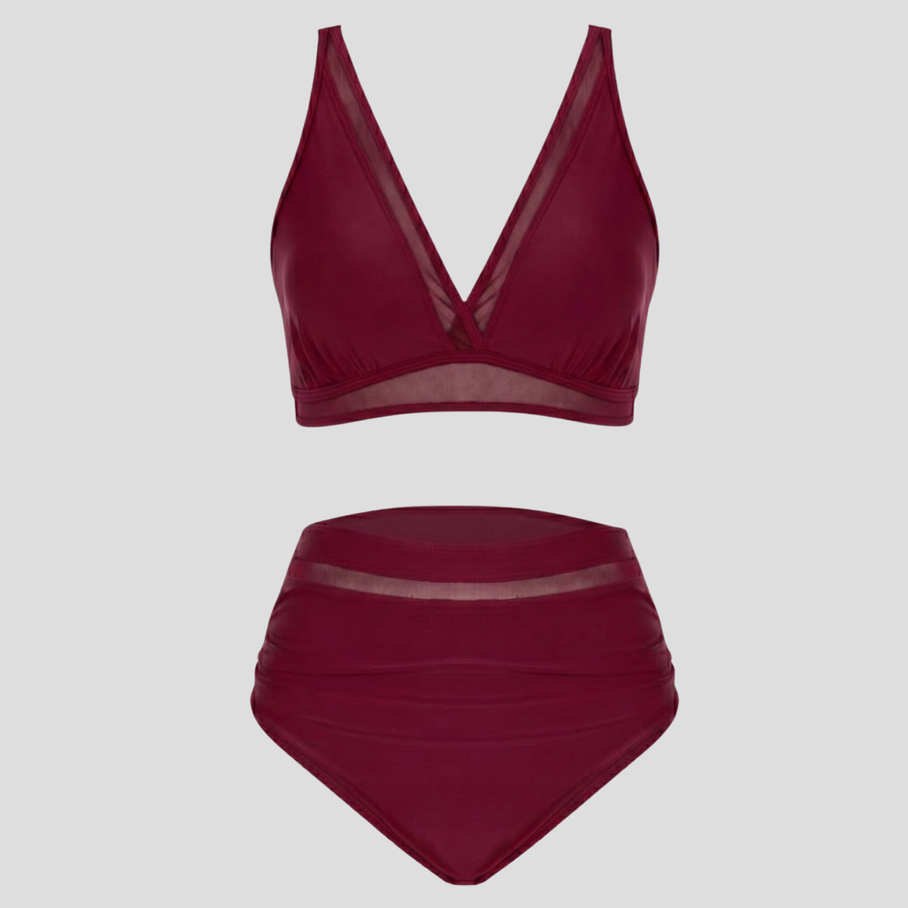 Women Bikini Set | Deep V Neckline Form & Mesh Panel Alignment for Swimwear