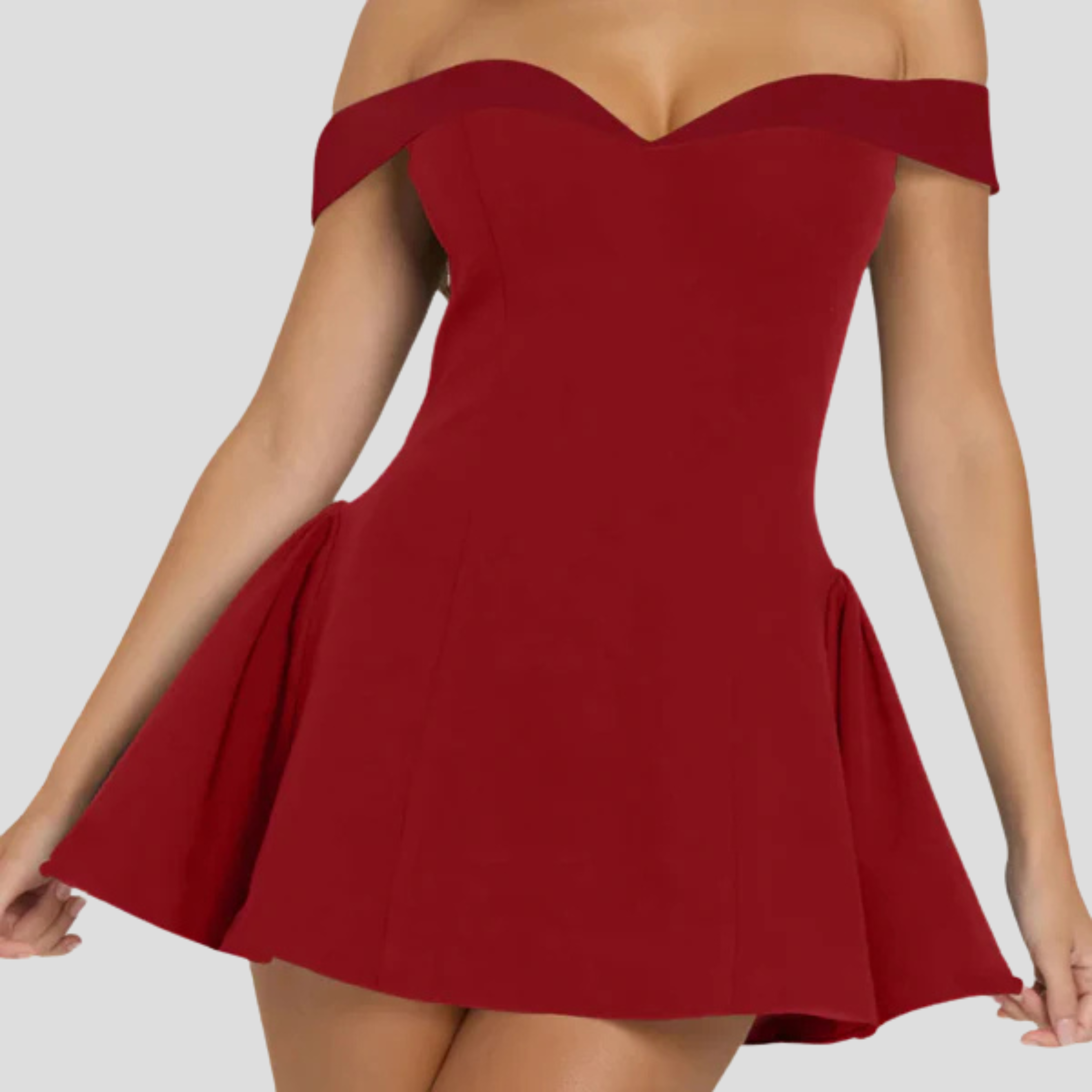 Women Mini Dress | Sweetheart Off-Shoulder Neckline & Flared Hem Silhouette for Evening Wear