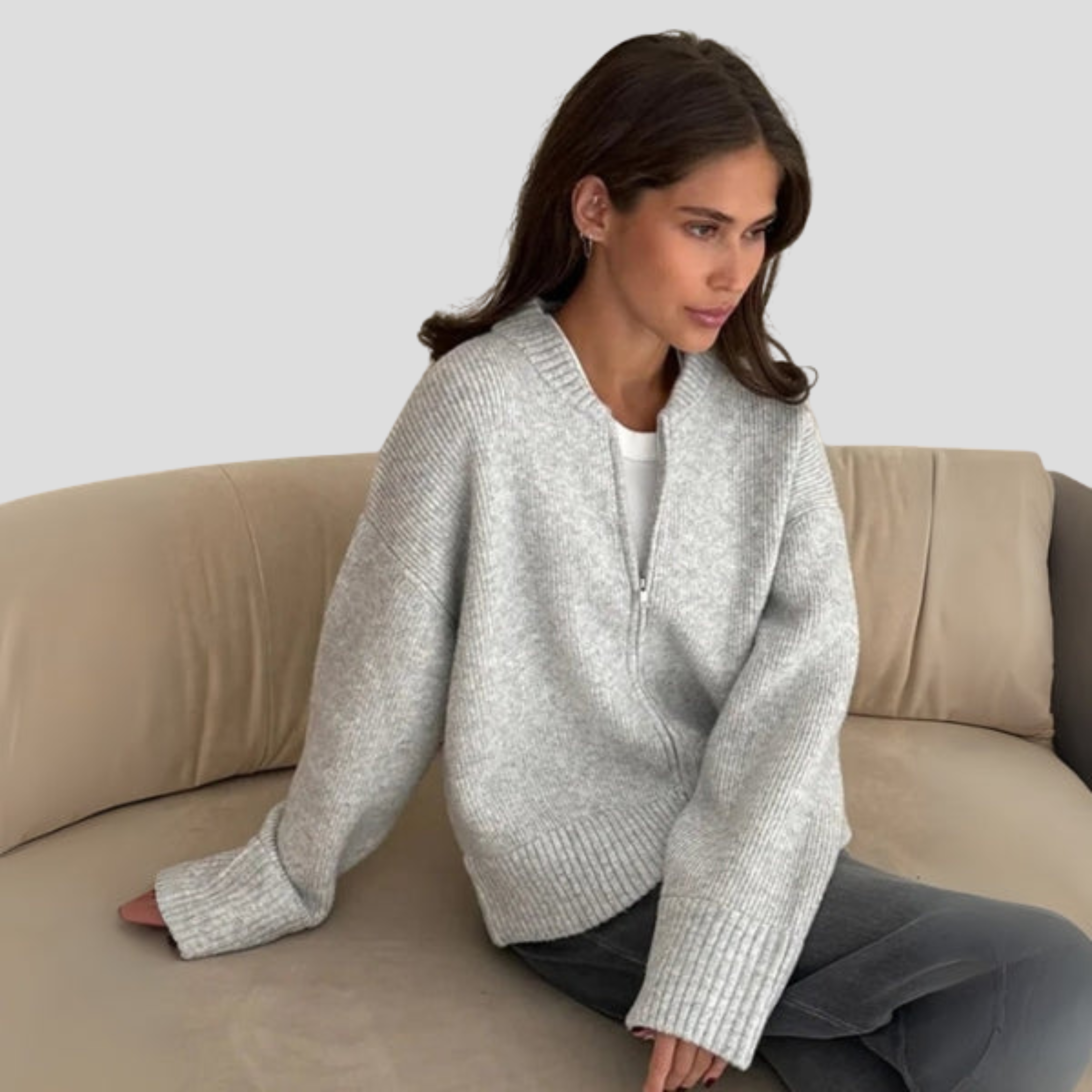 Women Cardigan | Zip Front Layout & Relaxed Silhouette for Daily Wear