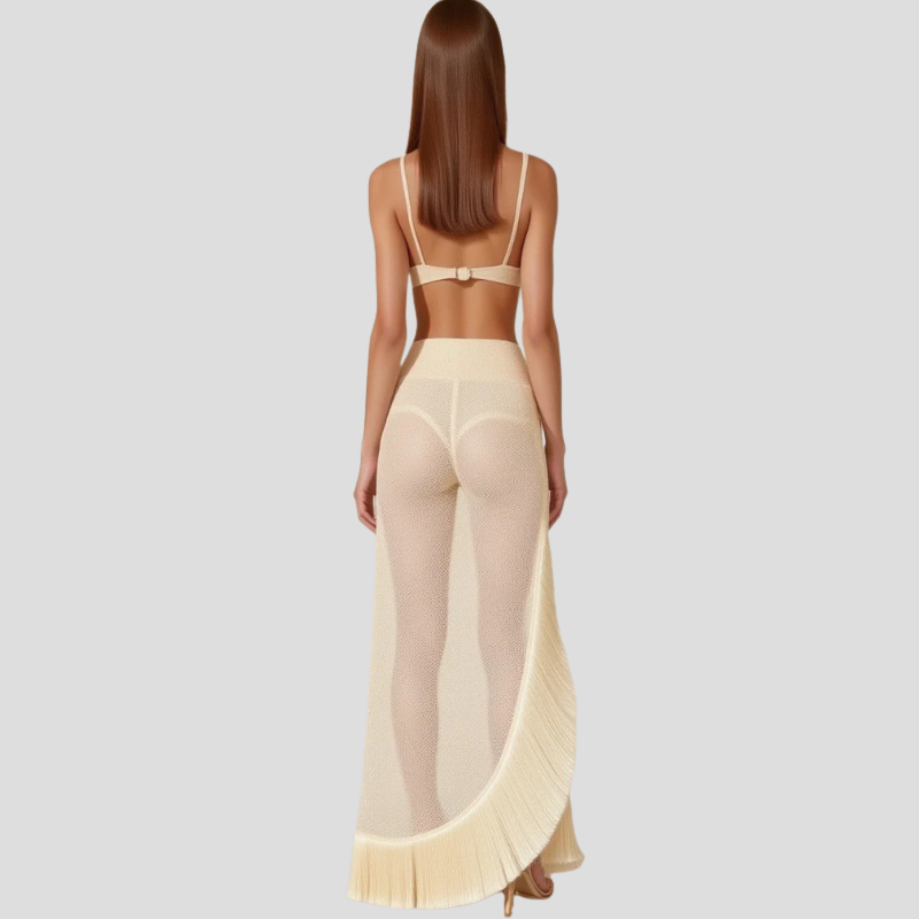 Women Two-Piece Set | Bralette Upper Form & Fringe Maxi Skirt Alignment for Occasion Wear