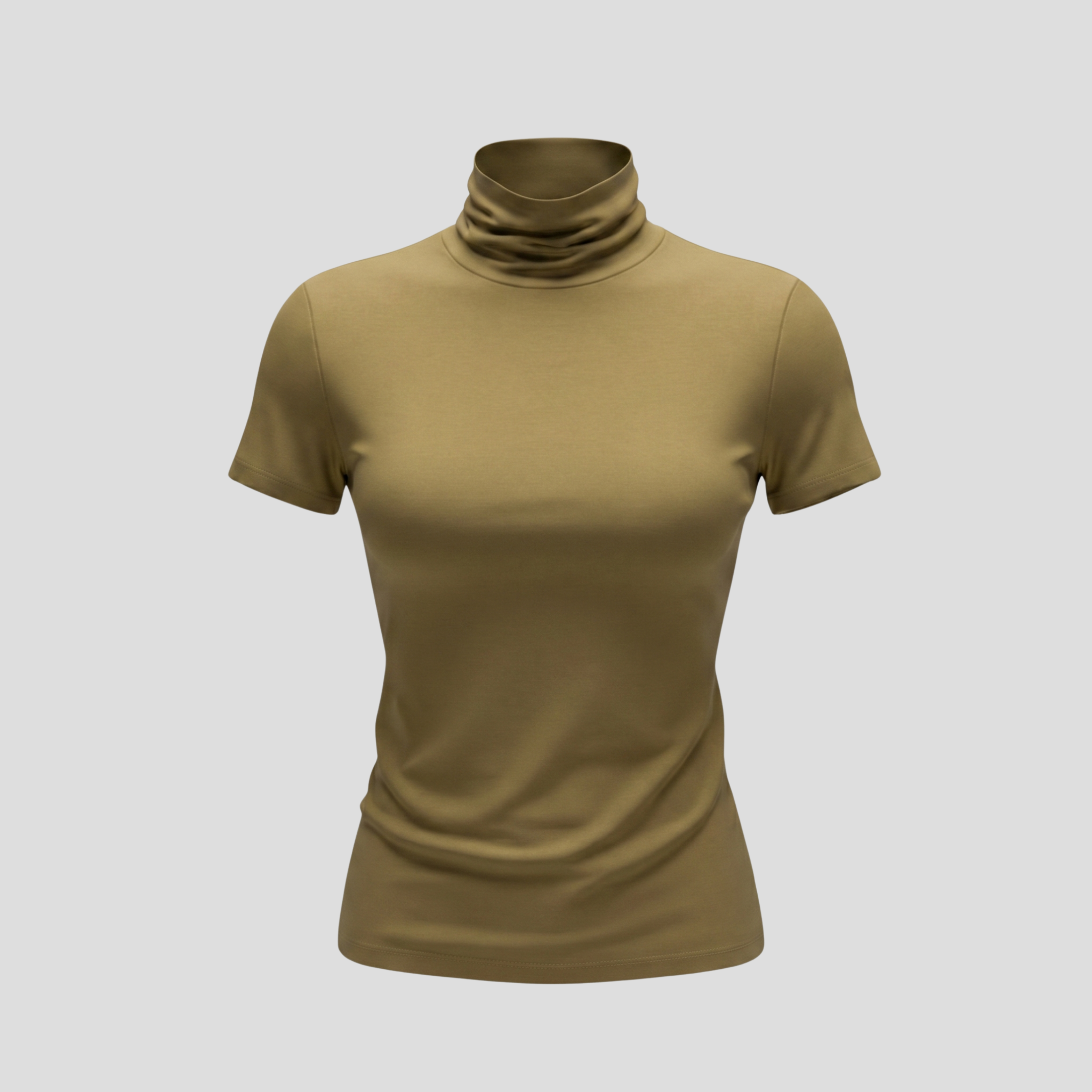 Women Mock Neck Tee | Short-Sleeve Form & Contoured Line Alignment for Daily Wear