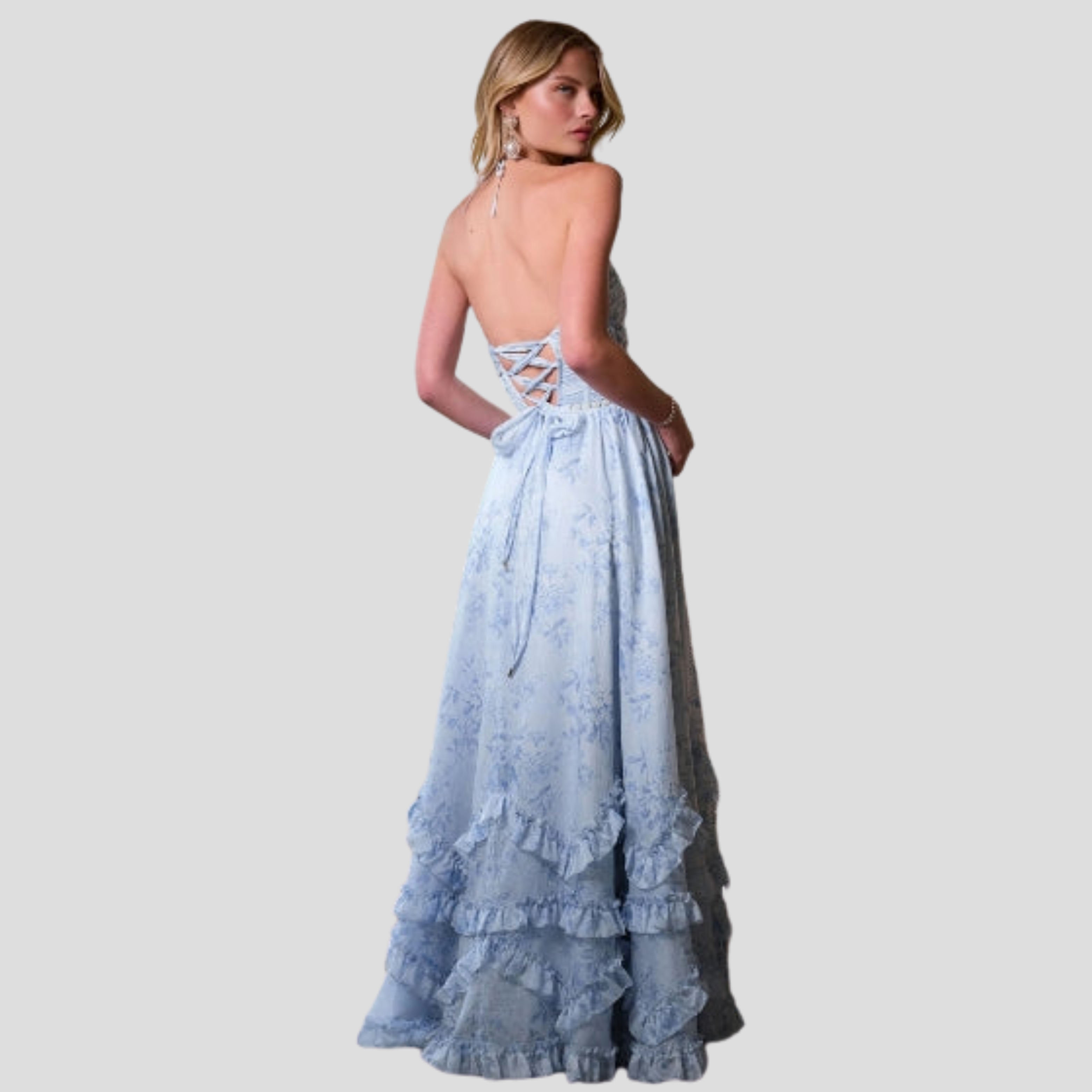 Women Maxi Dress | Corset Bodice Design & Ruffled Hem Silhouette for Evening Wear