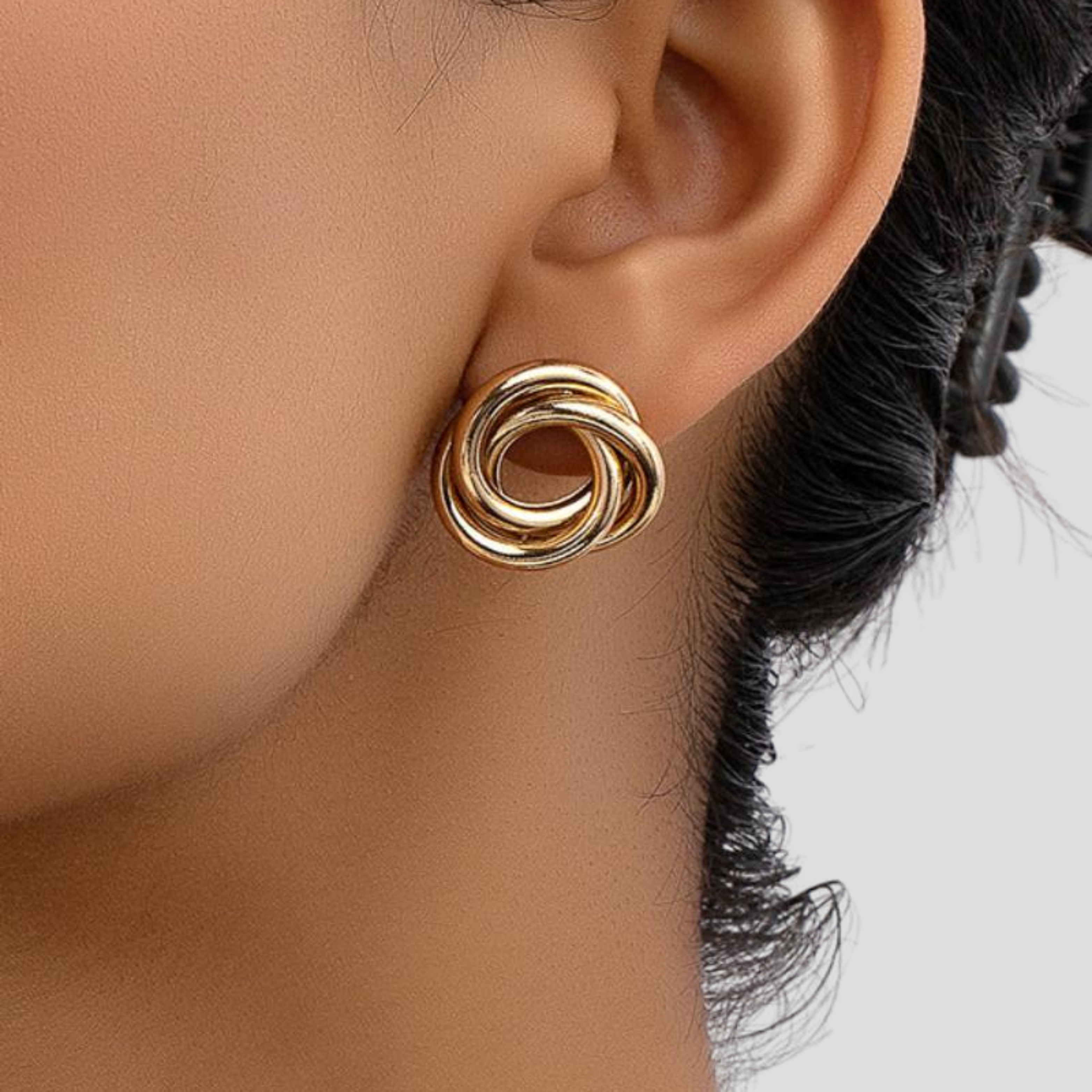 Women Stud Earrings | Interwoven Knot Shape & Polished Outline for Daily Wear
