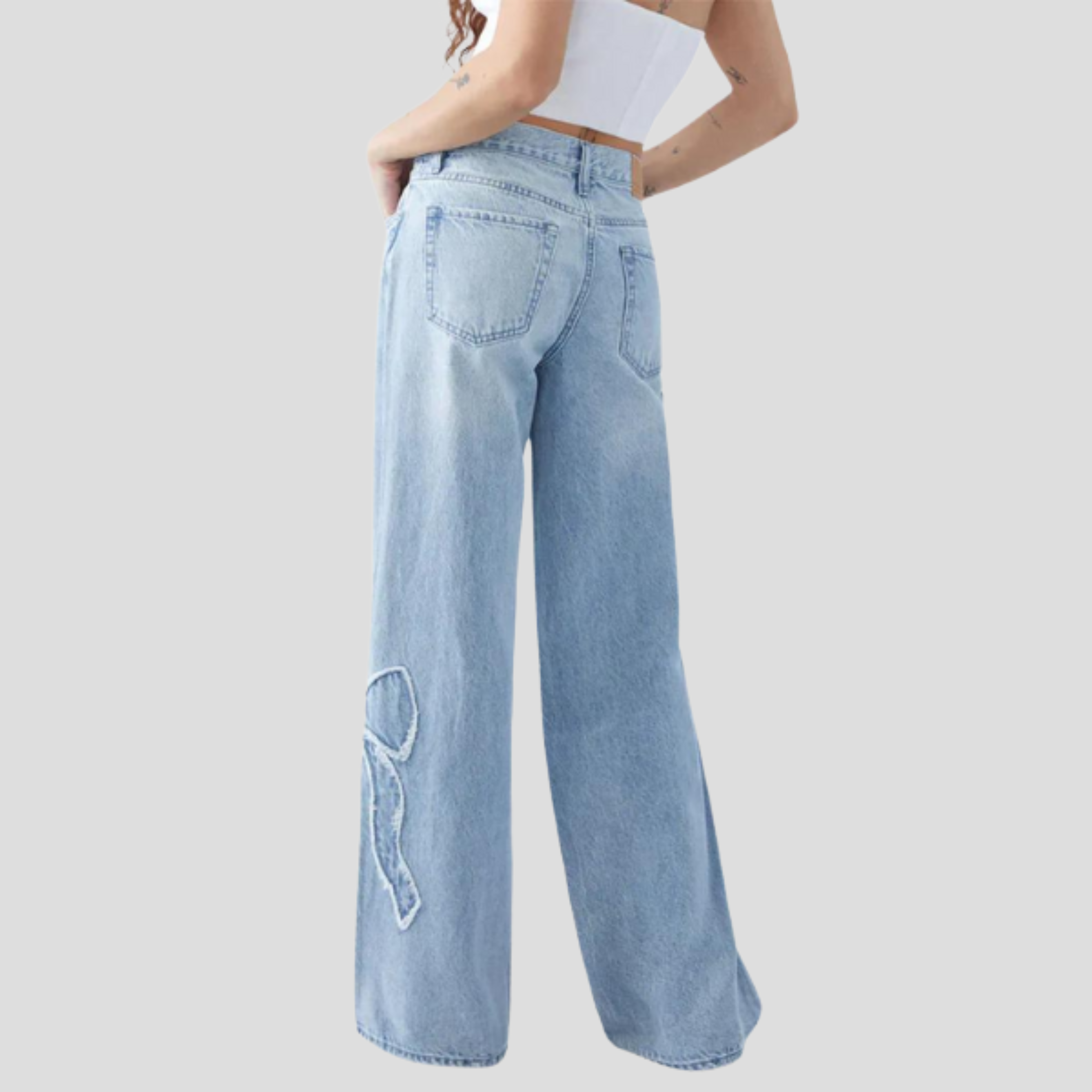 Women Jeans | Relaxed Silhouette & Side Bow Detail for Daily and Urban Wear