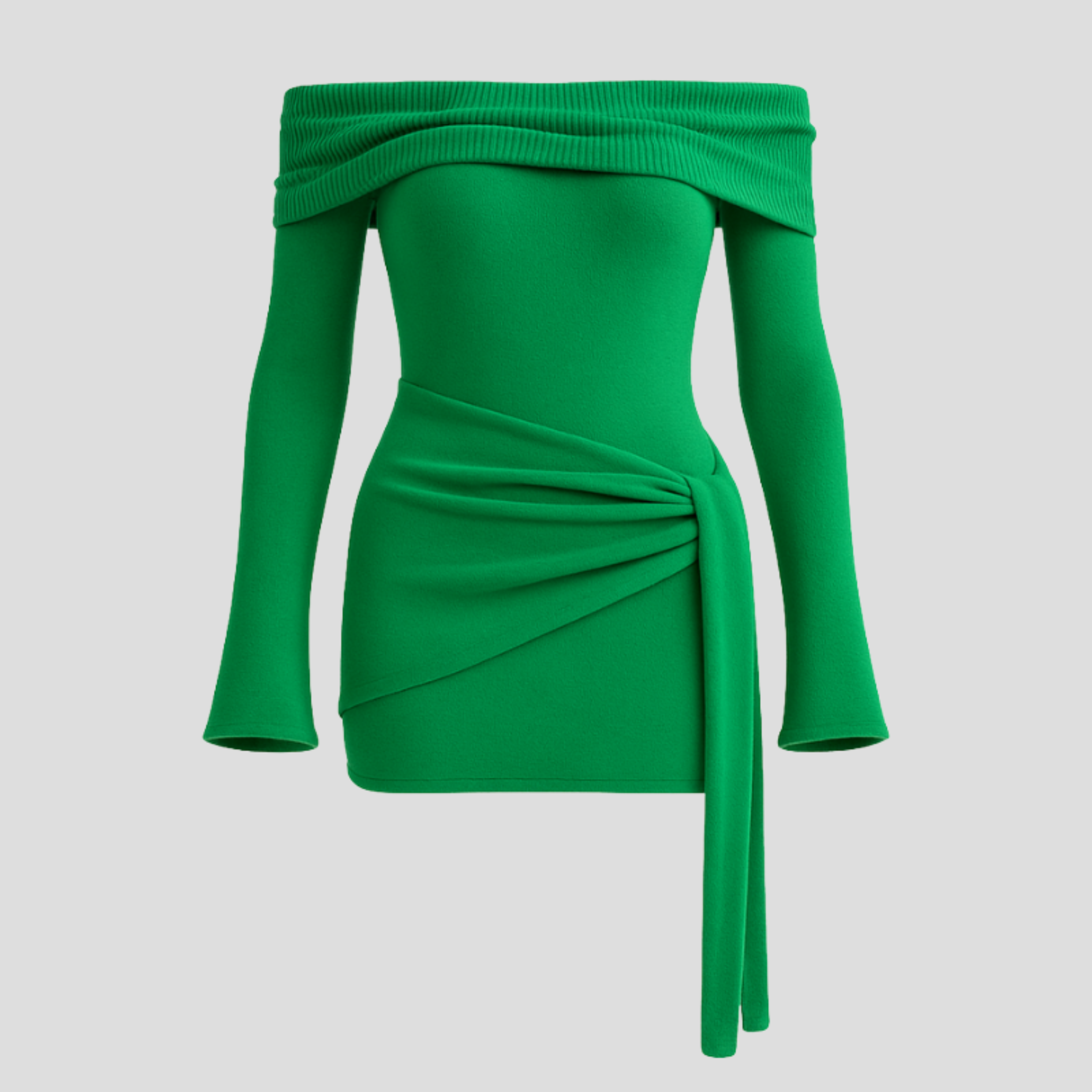 Women Mini Dress | Off-Shoulder Drape & Side-Tie Silhouette for Evening Wear