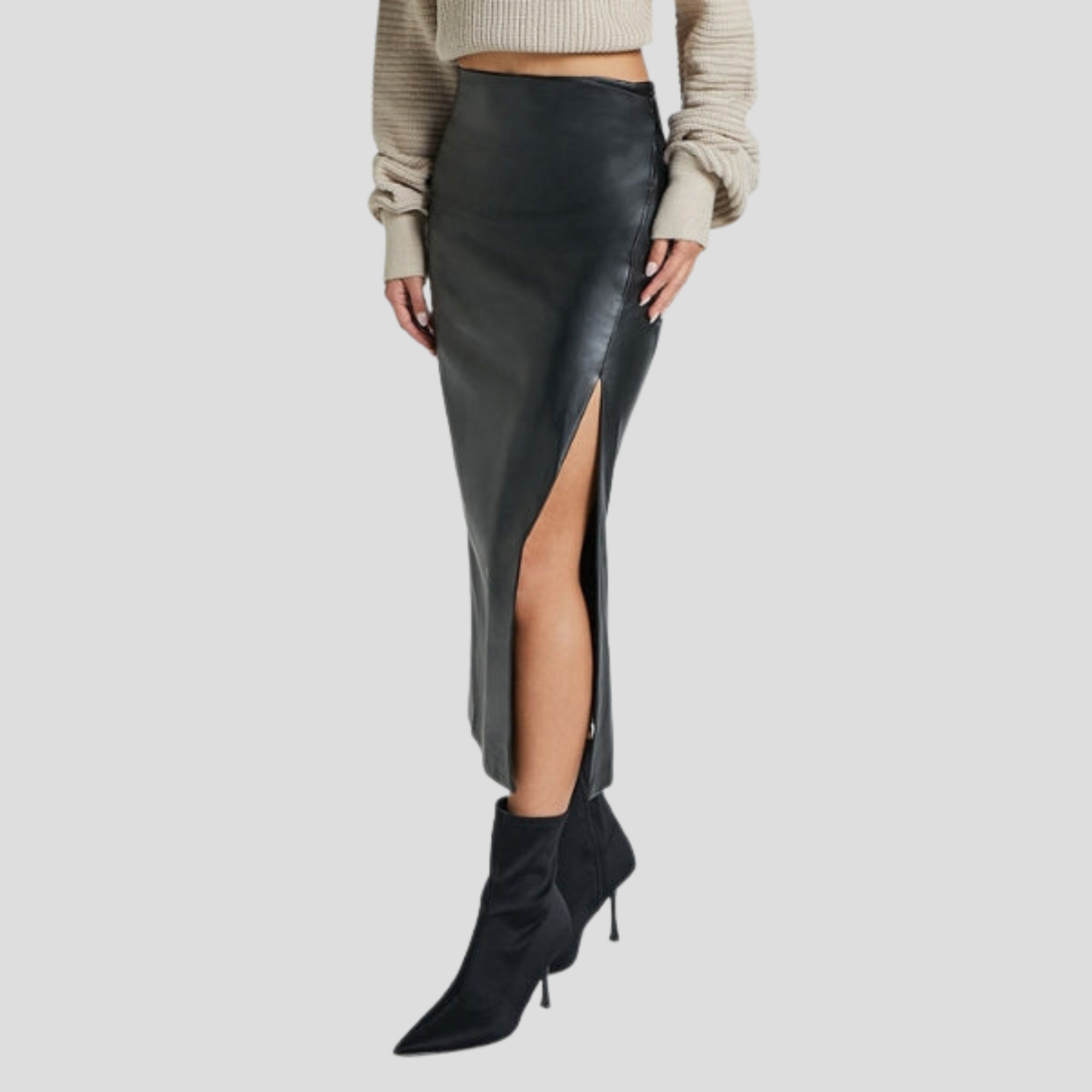Women Midi Skirt | High-Waist Structure & Side-Slit Silhouette for Evening Wear