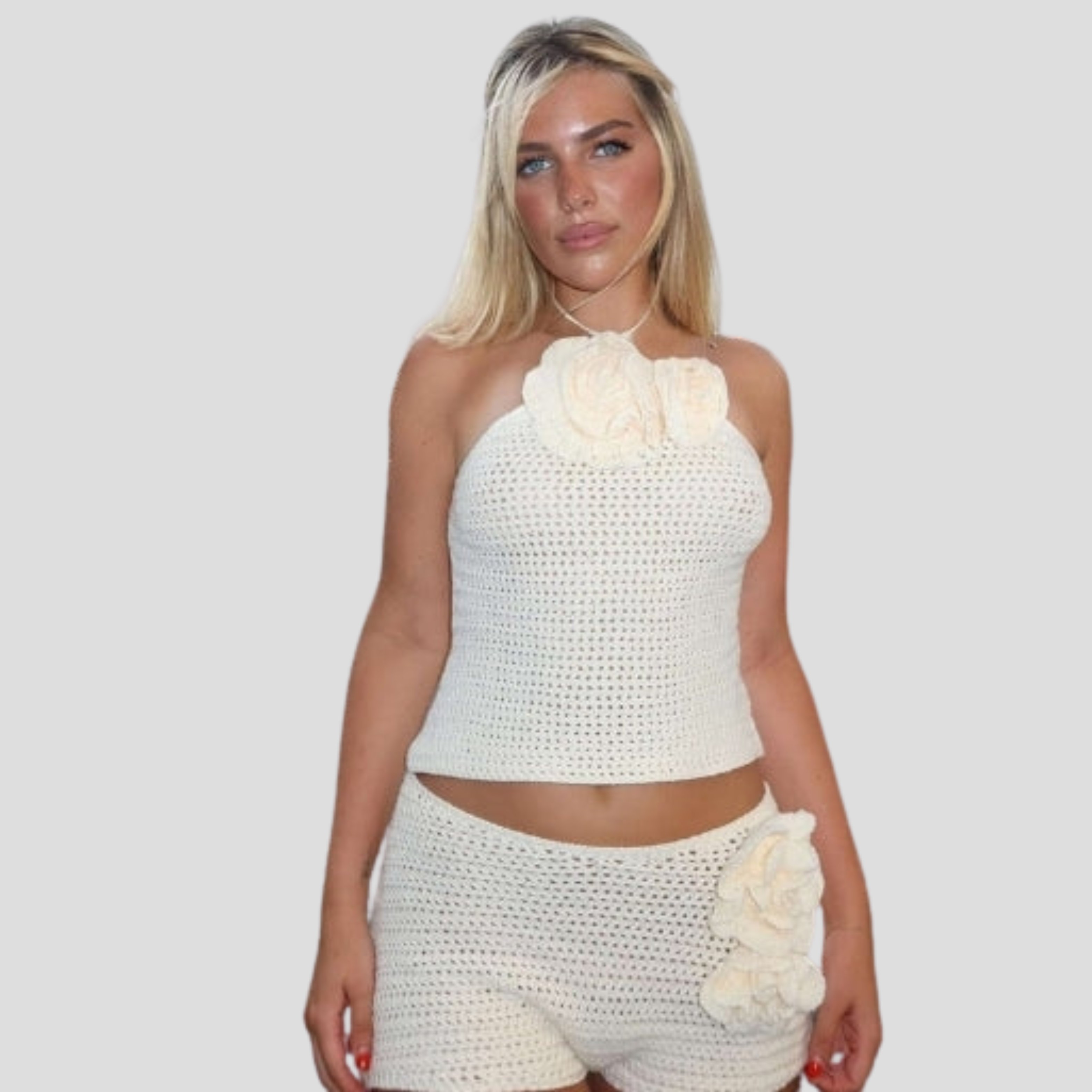 Women Short Set | Halter Upper Line & High-Rise Short Form for Seasonal Wear