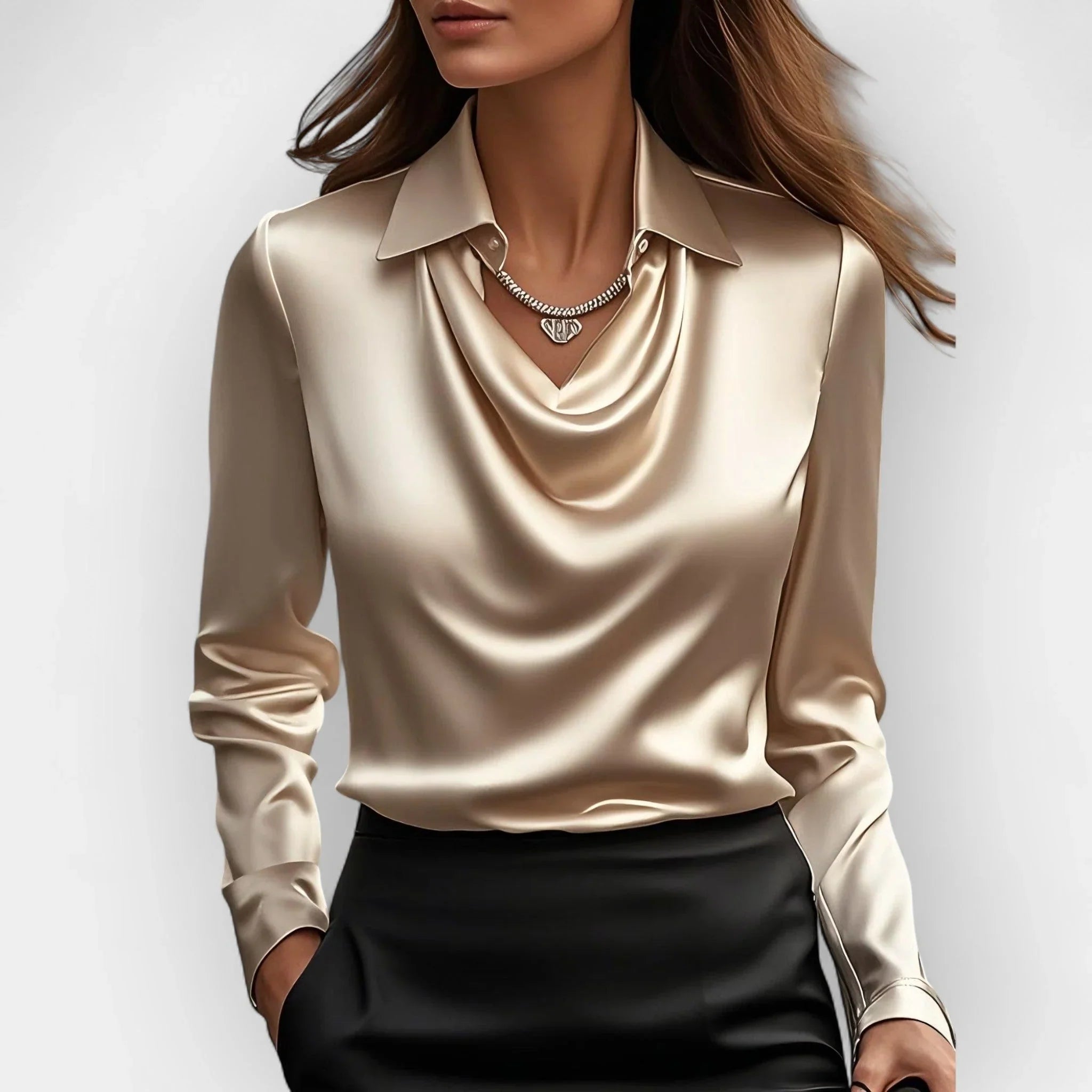 The Paris Draped Cowl-Neck Blouse