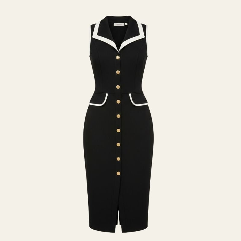 The Riviera Contrast-Trim Button-Down Dress