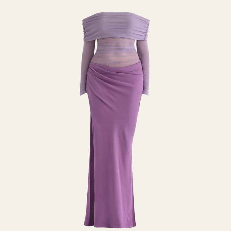 The Geneva Off-Shoulder Draped Evening Maxi Dress
