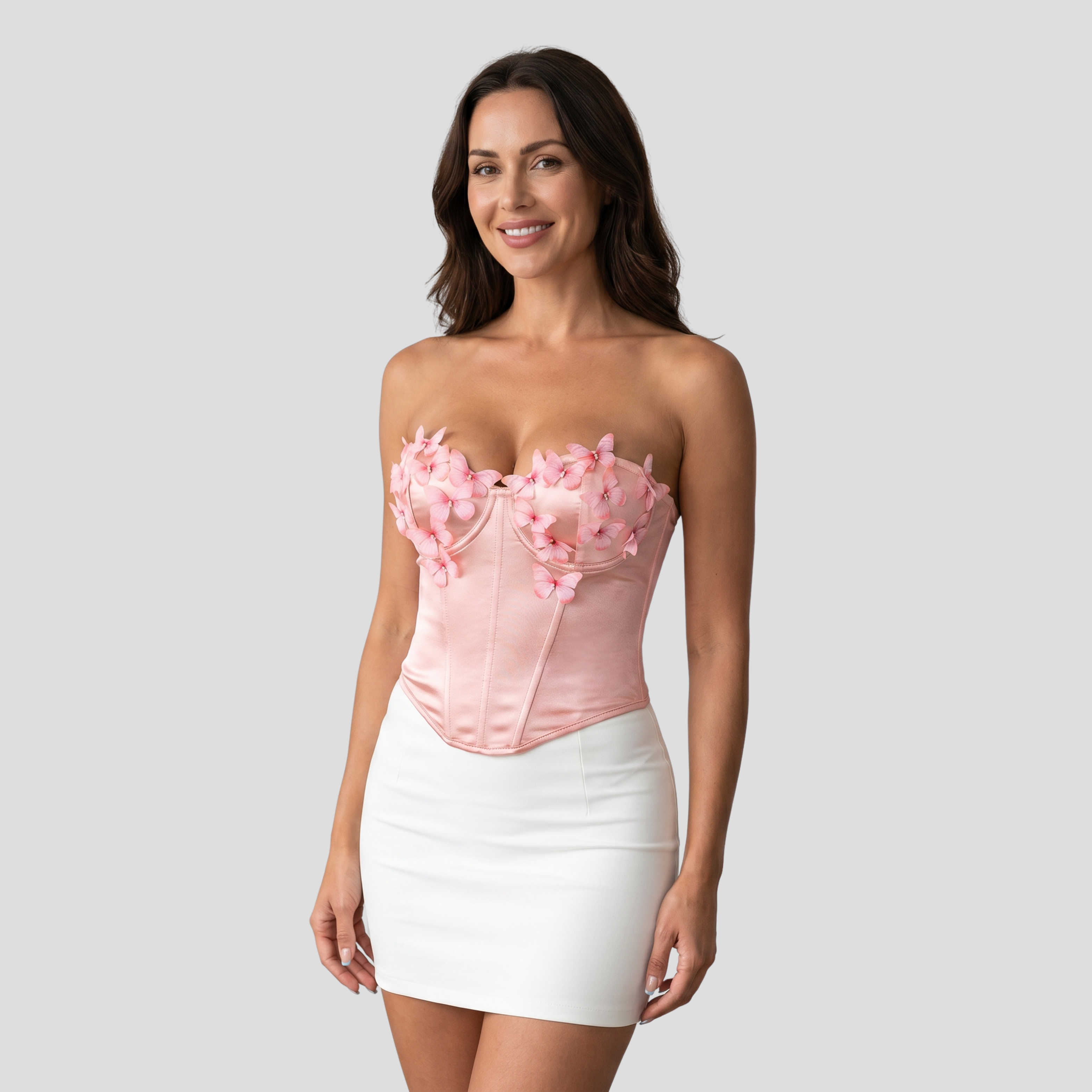 Women Corset Top | Sweetheart Neckline Form & Floral Appliqué Placement for Occasion Wear