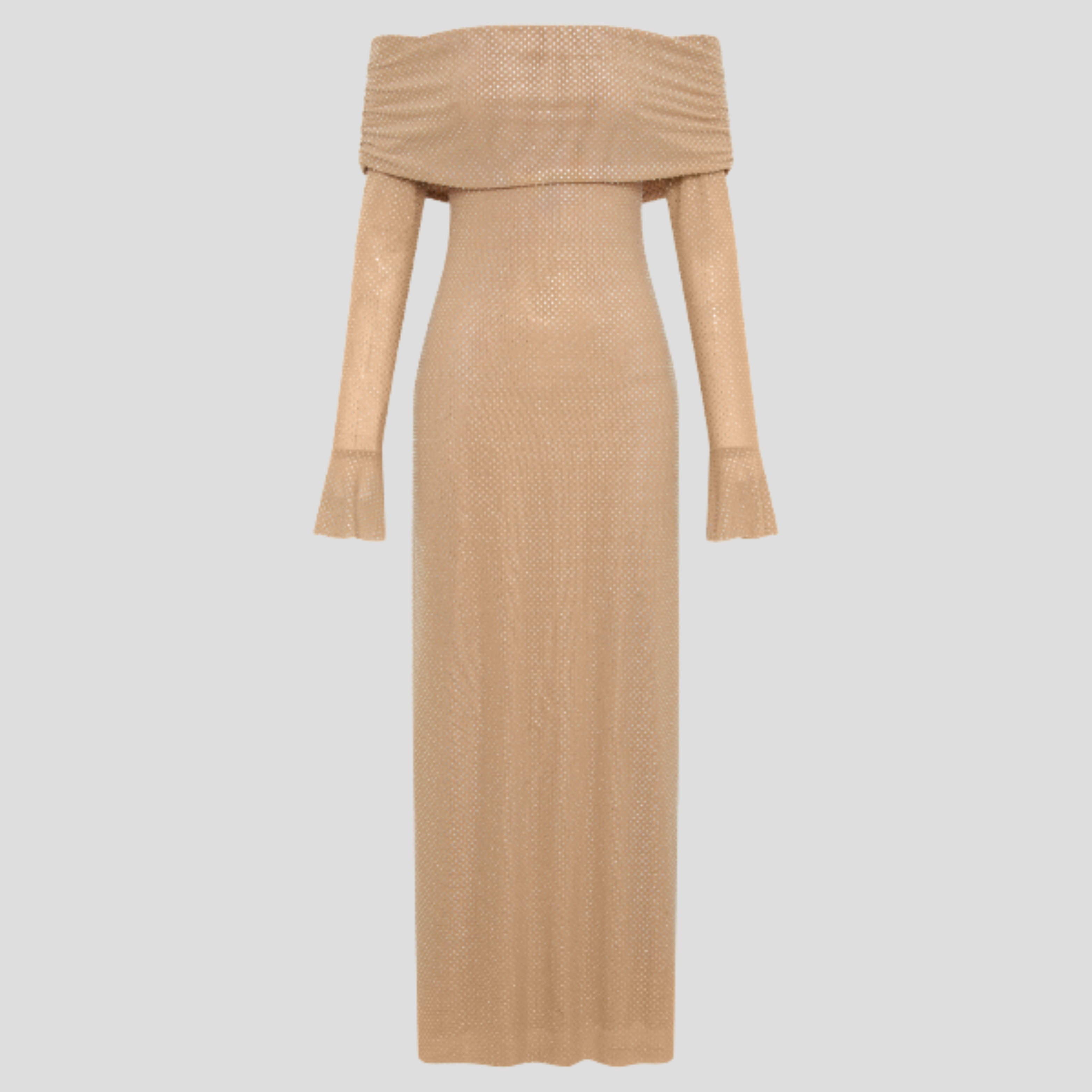 Women Maxi Dress | Off-Shoulder Neckline Form & Flared Cuff Alignment for Occasion Wear