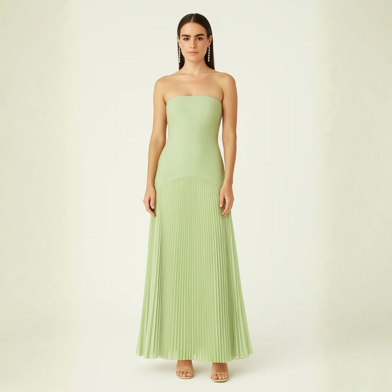 The Valencia Sleeveless Drop-Waist Maxi Strapless Dress