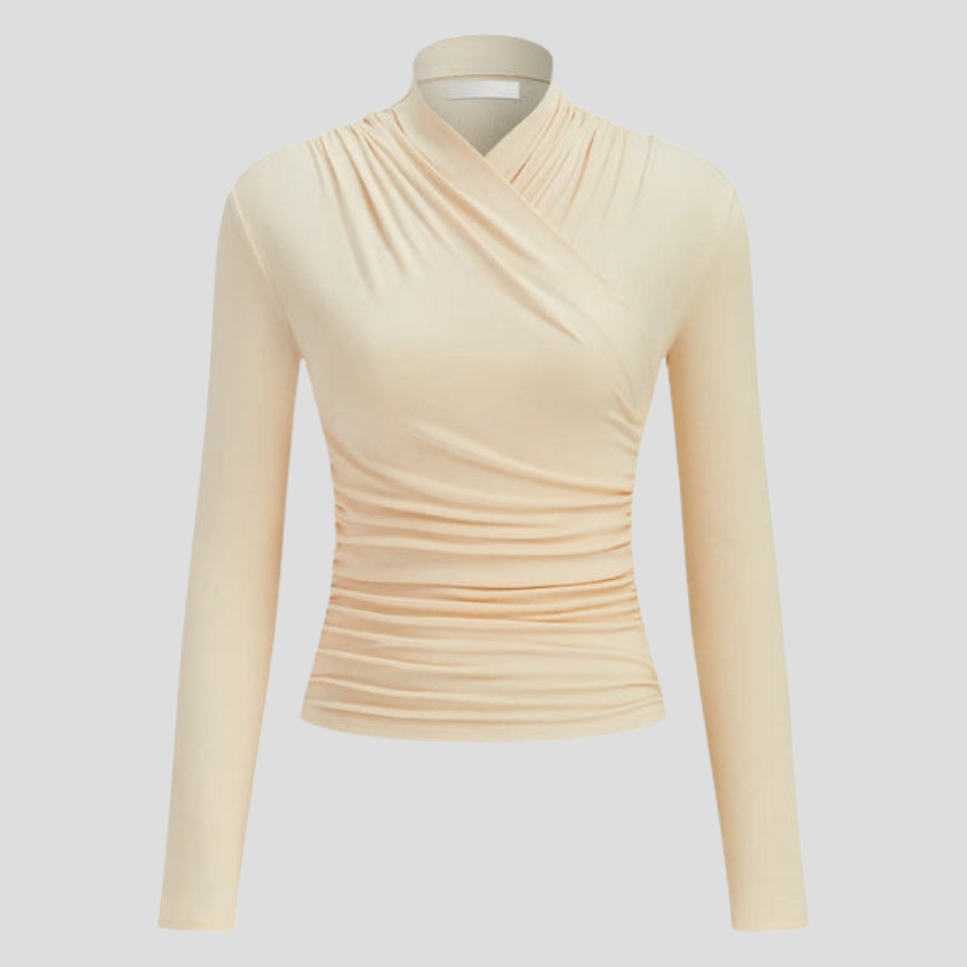 Women Long-Sleeve Top | Wrap Neckline Form & Ruched Waist Alignment for Daily Wear