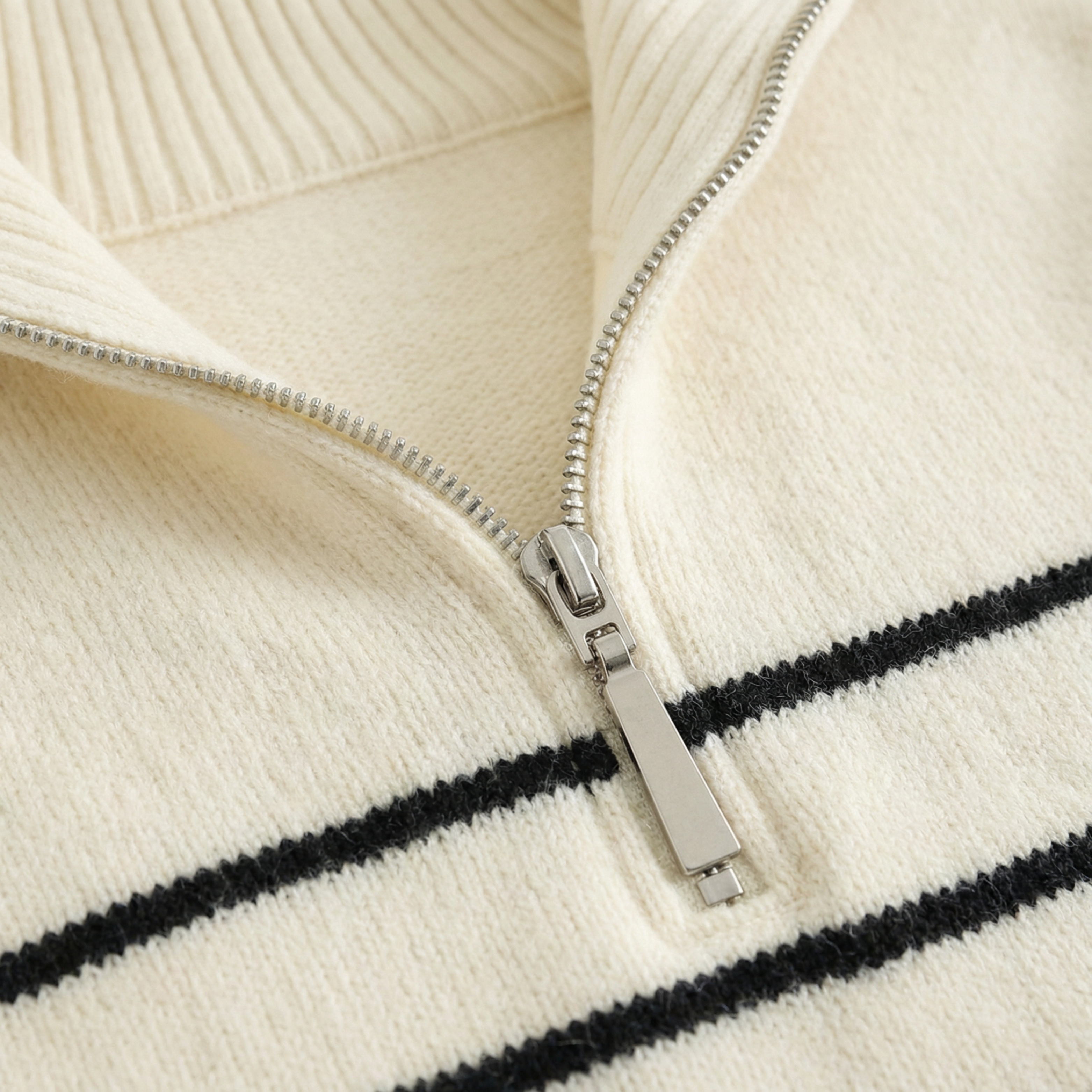 Women Sweater | Half Zip Structure & Clear Stripe Design for Everyday Use