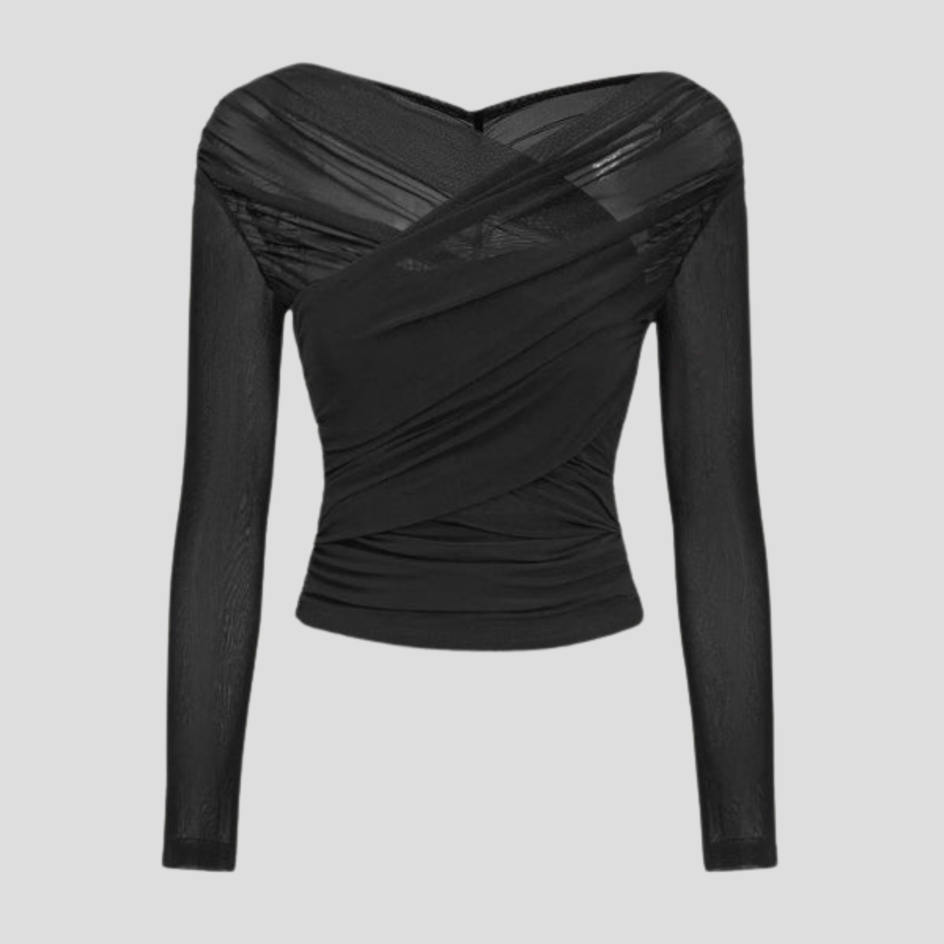 Women Wrap Top | Ruched Mesh Definition & Cross-Over Line Alignment for Occasion Wear