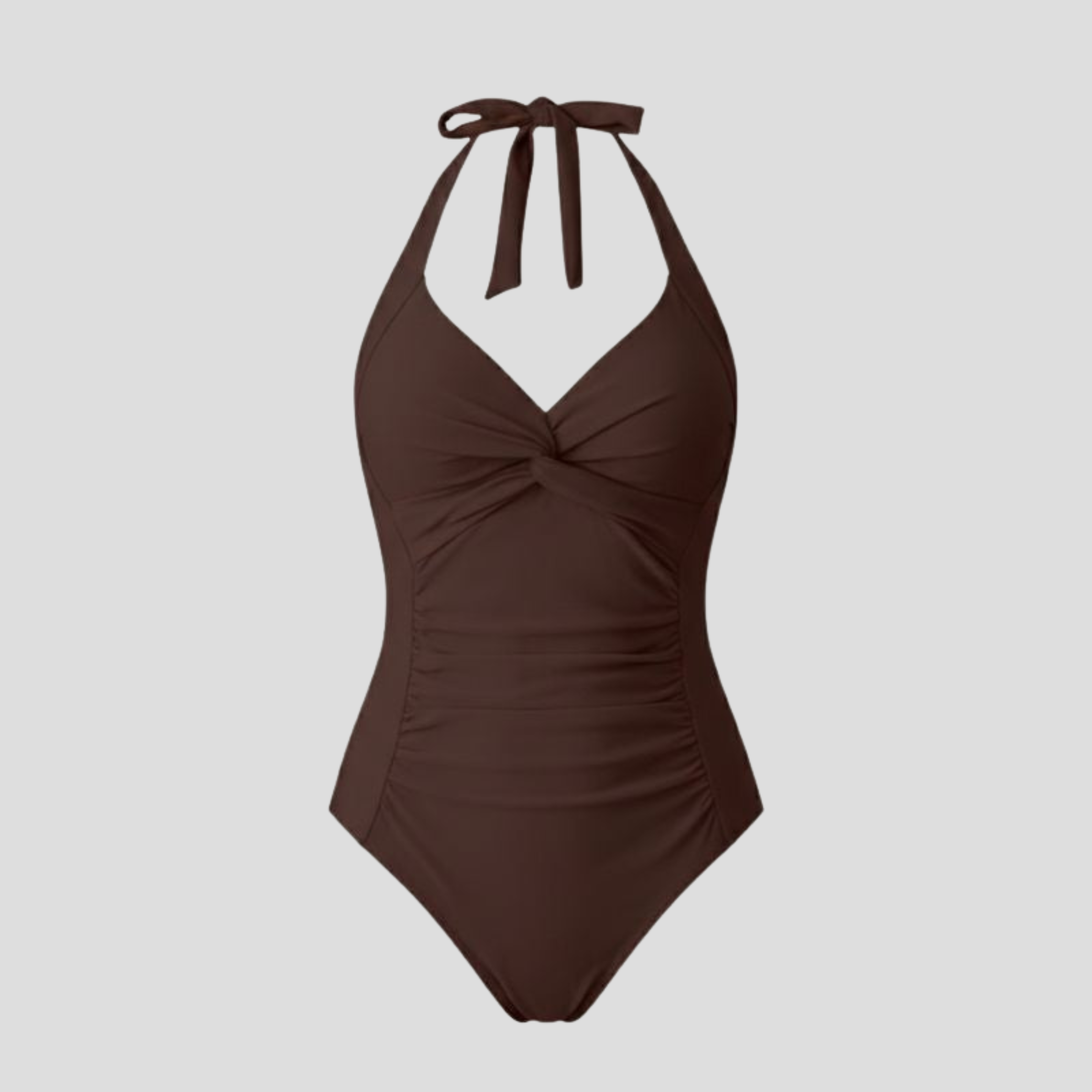 Women One-Piece Swimsuit | Halter Neckline Form & Ruched Line Alignment for Swimwear