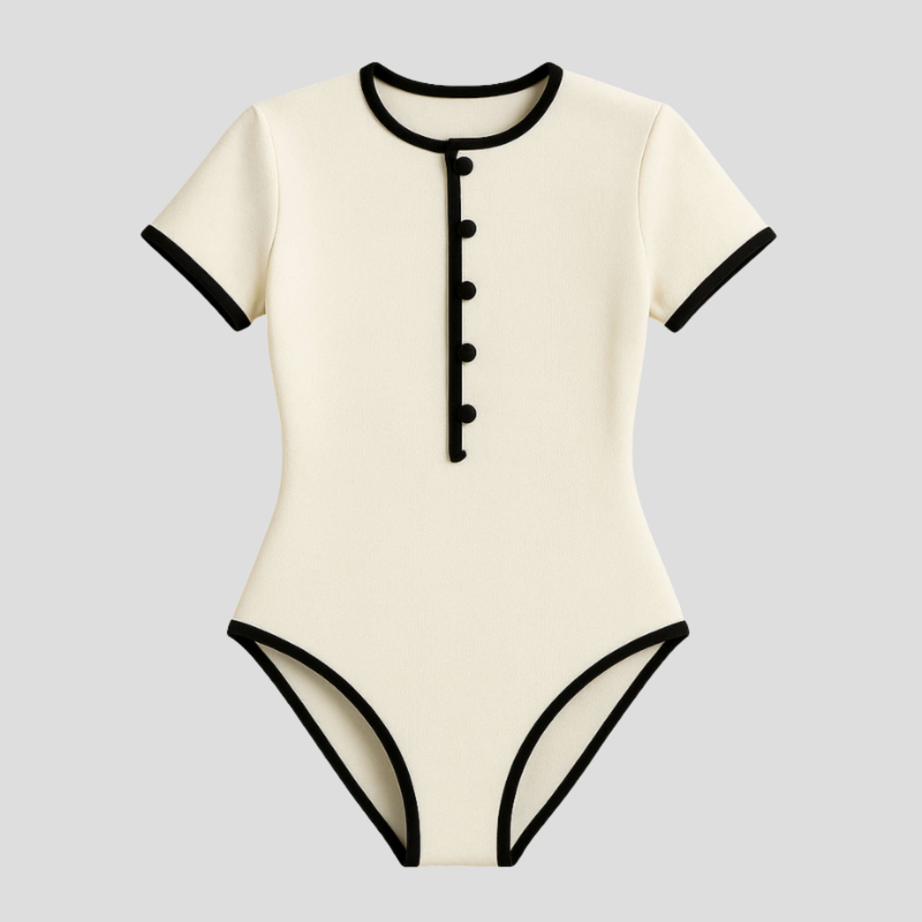 Women Swimsuit | Contrast Trim Form & Button-Front Alignment for Swimwear