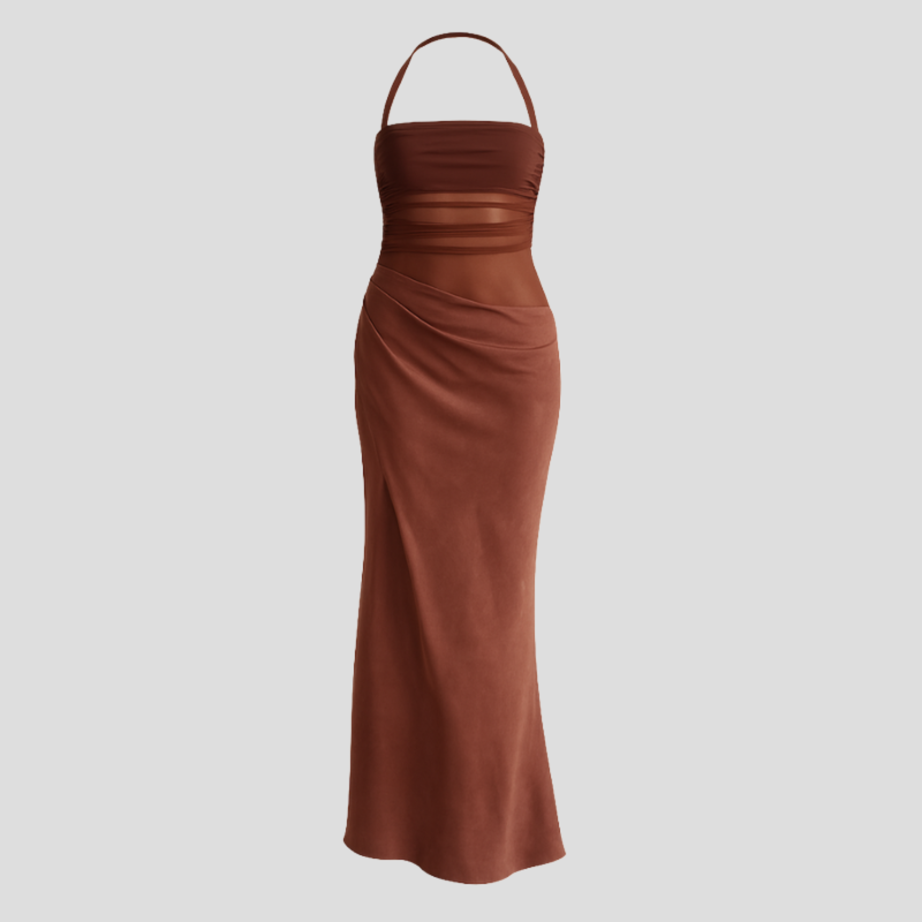 Women Maxi Dress | Sheer Panel Form & Draped Skirt Alignment for Occasion Wear