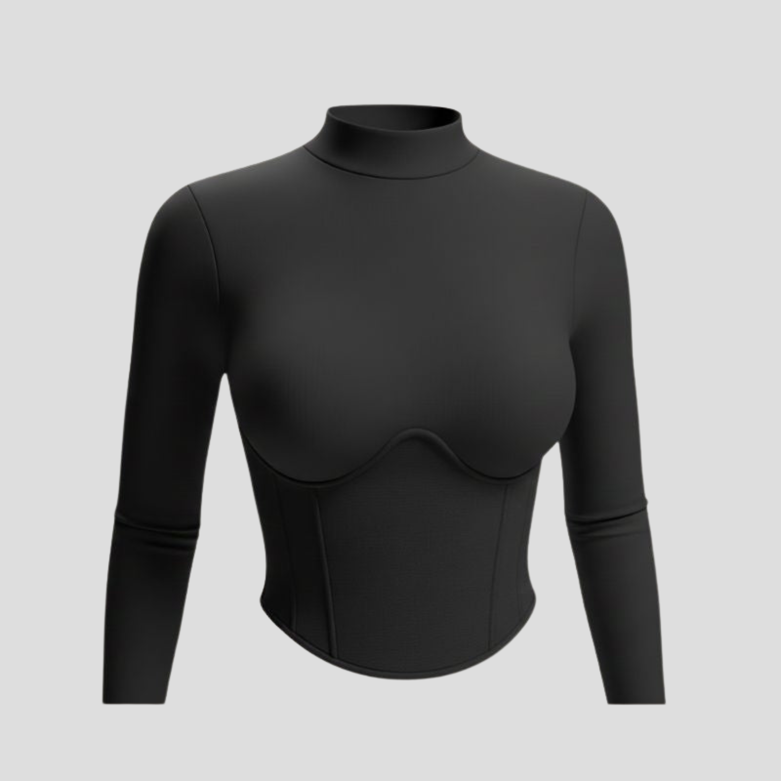 Women Long-Sleeve Top | High Neckline Form & Corset Seam Definition for Daily Wear