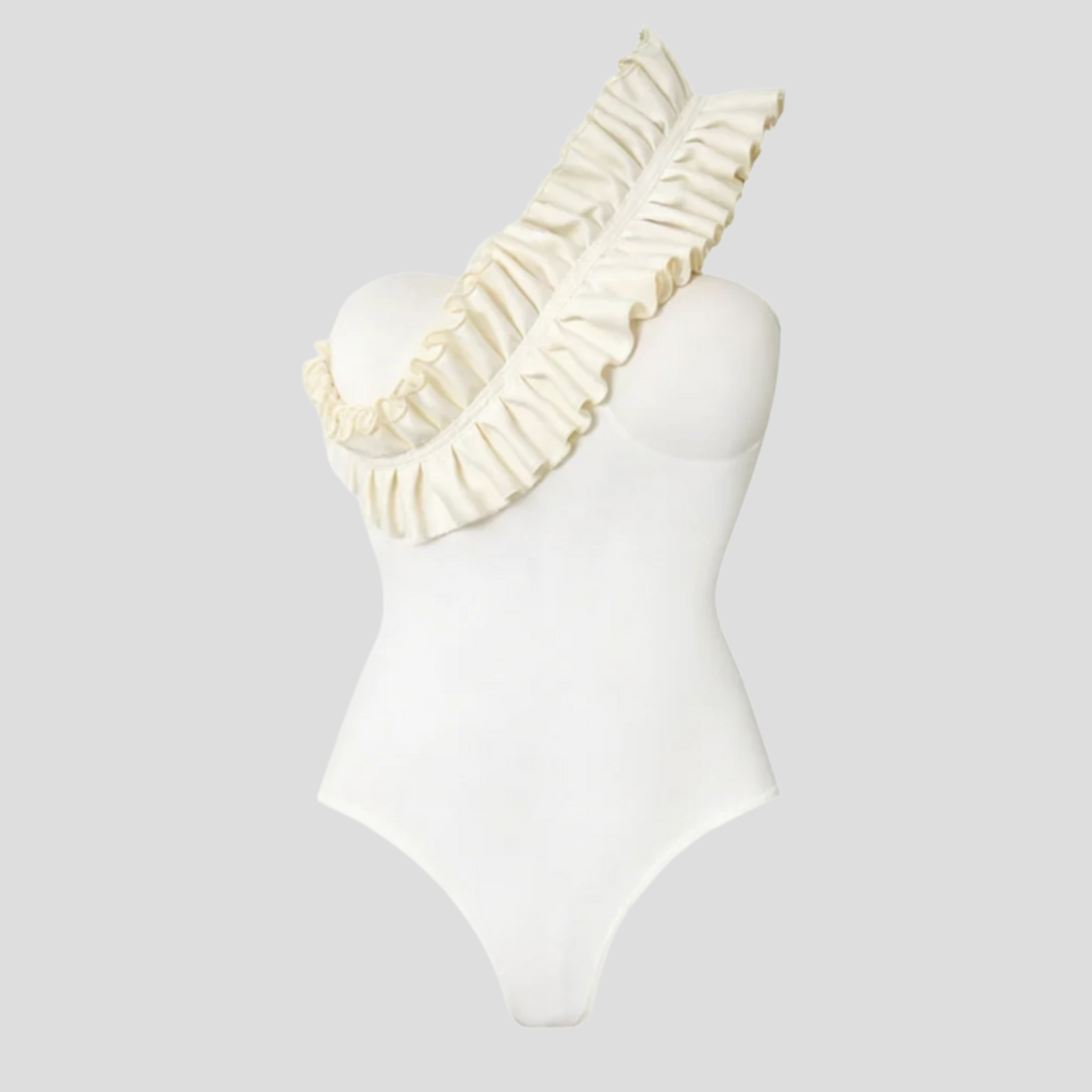 Women One-Shoulder Swimsuit | Ruffle Detail Form & Contoured Line Alignment for Swimwear