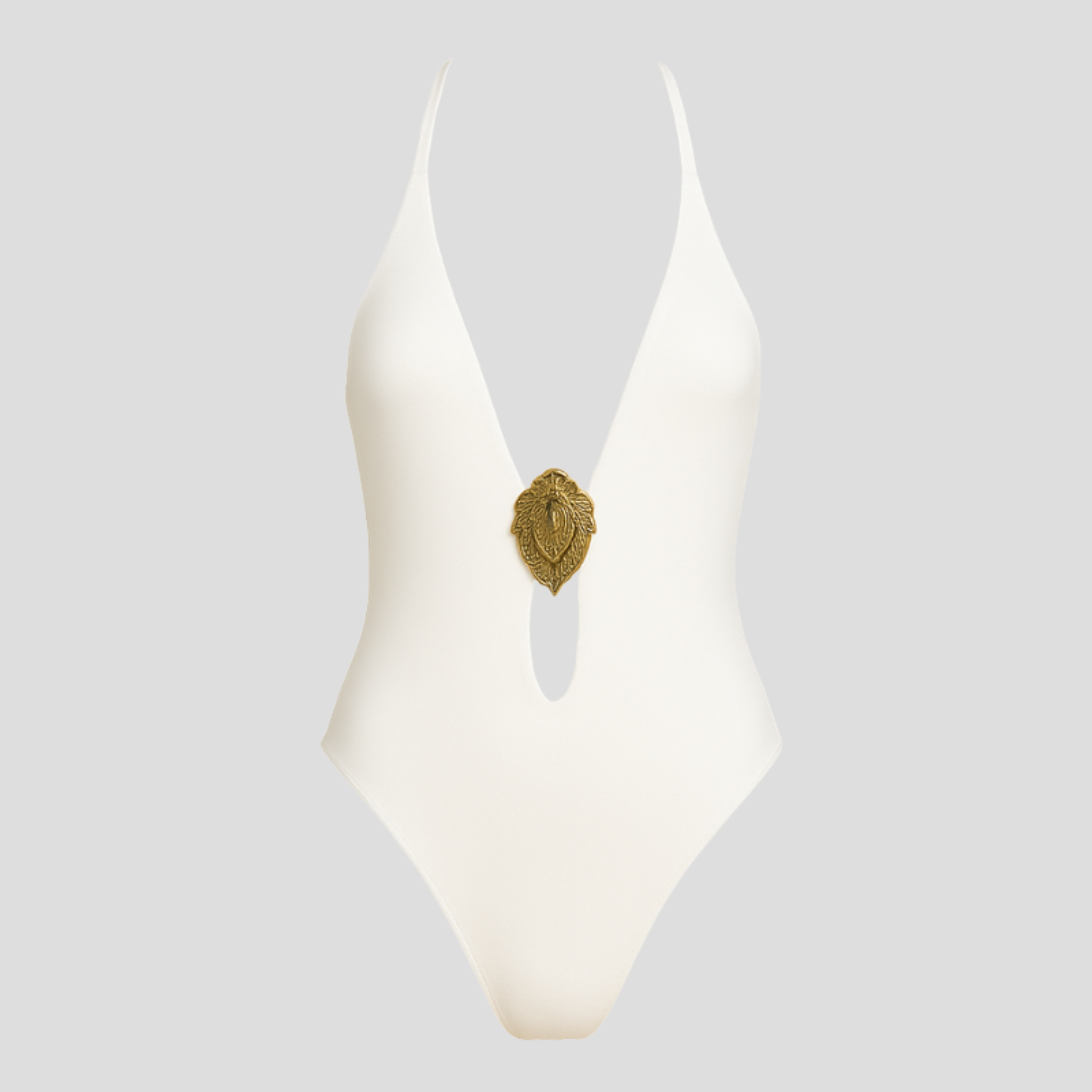 Women Swimsuit | Deep Plunge Form & Gold Medallion Placement for Swimwear