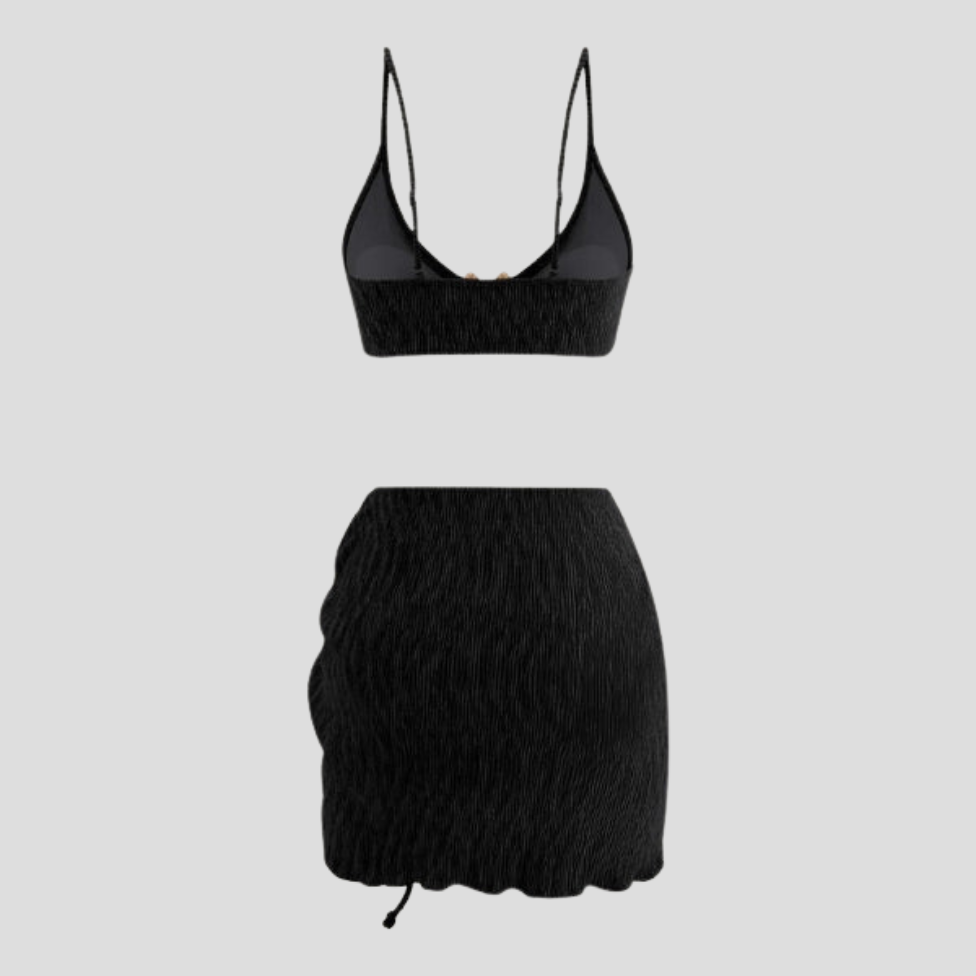 Women Three-Piece Set | Ruched Form & Drawstring Detail Alignment for Resort Wear