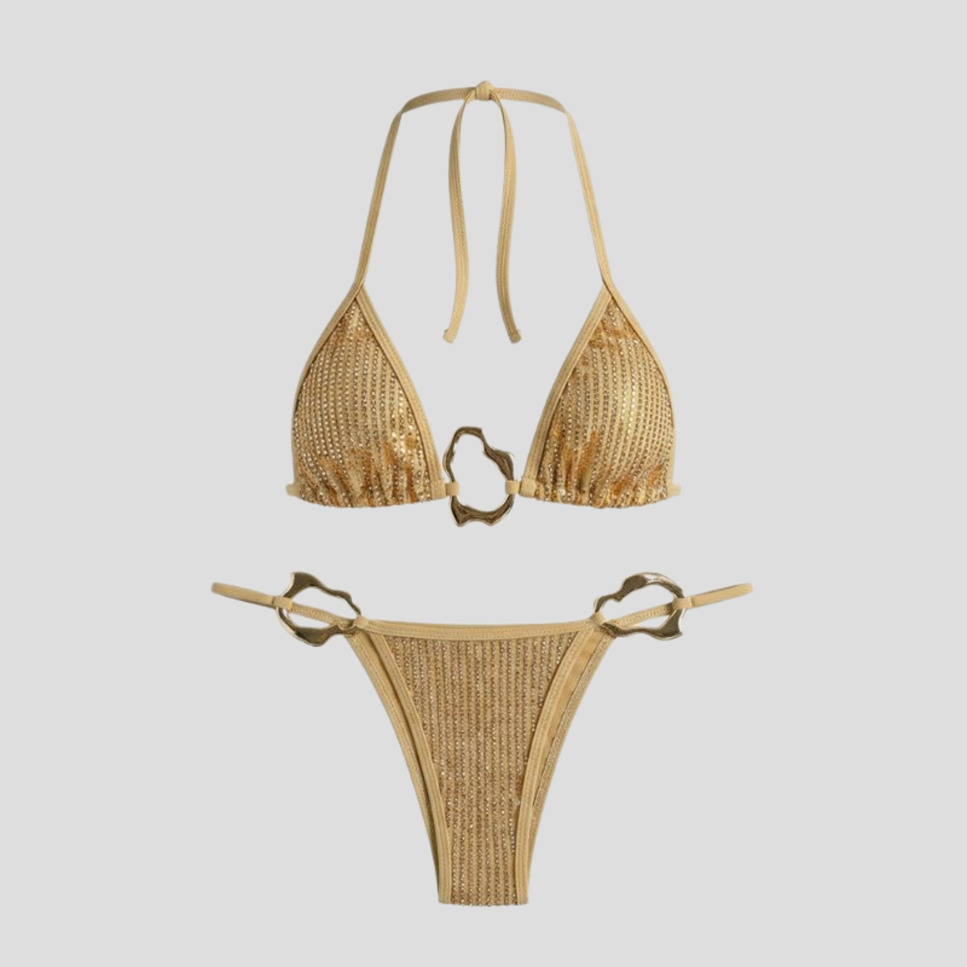 Women Bikini Set | Shimmer Texture Form & Hardware Detail Alignment for Swimwear