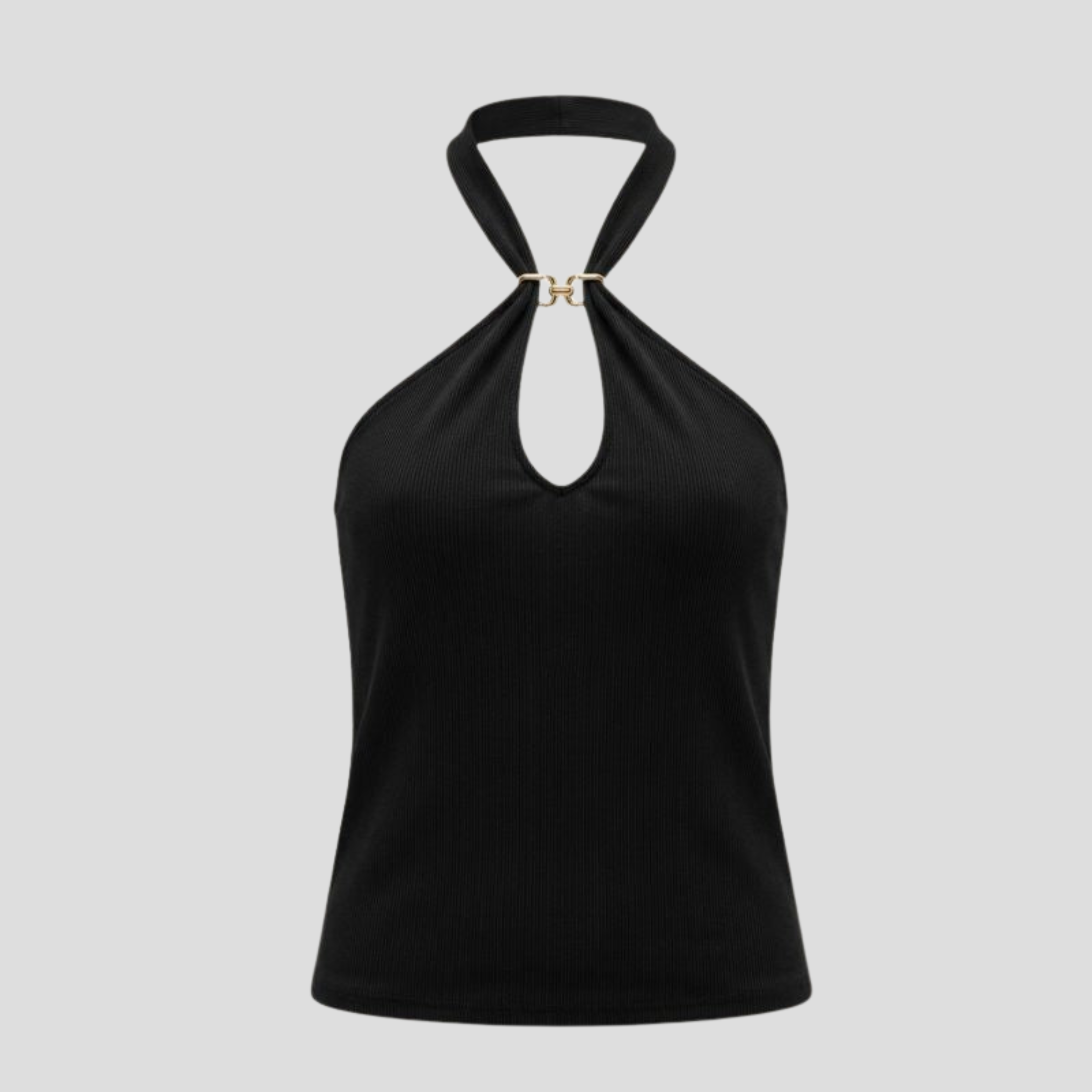 Women Halter Top | Keyhole Cutout Form & Ribbed Surface Definition for Daily Wear