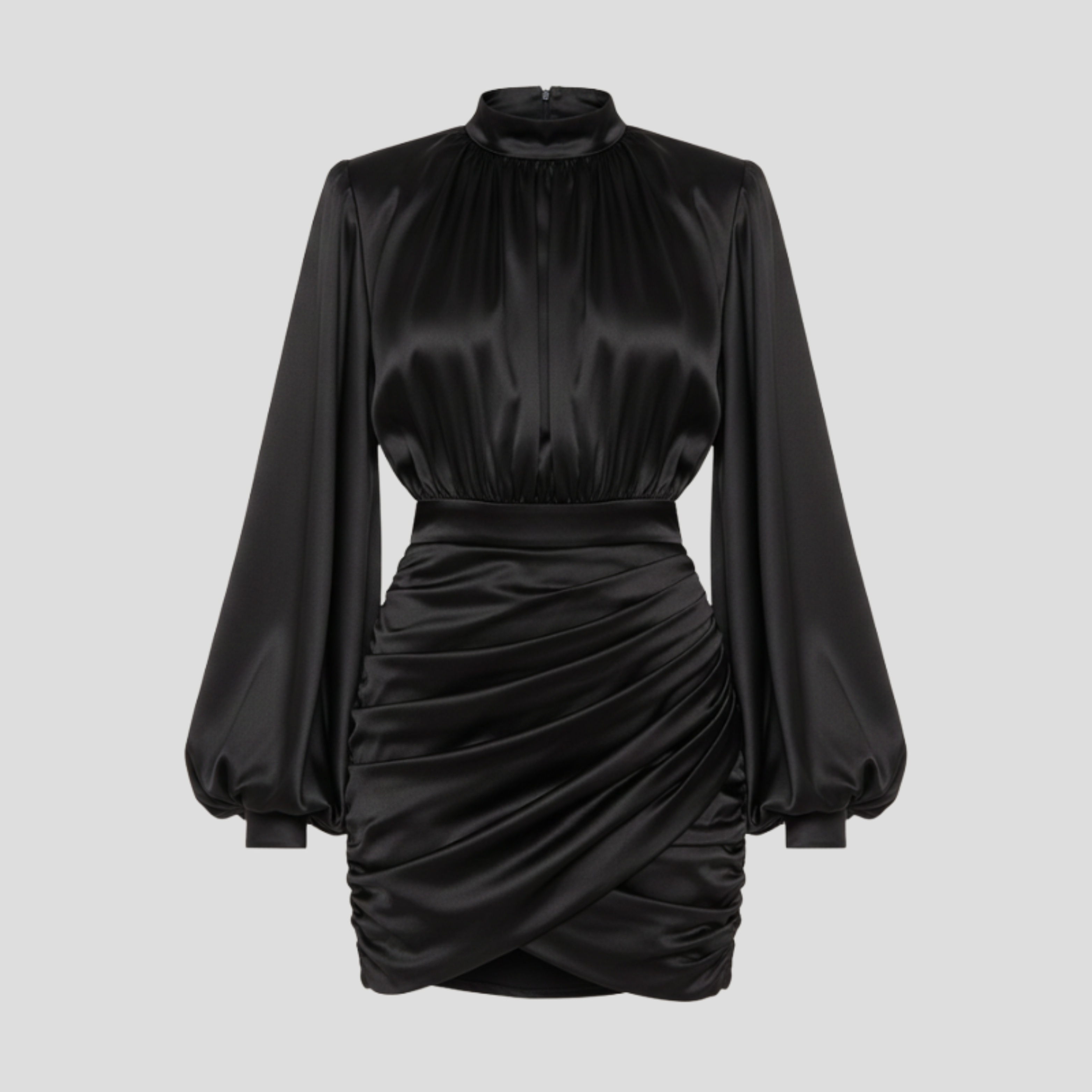 Women Mini Dress | High Neckline Form & Ruched Skirt Alignment for Occasion Wear