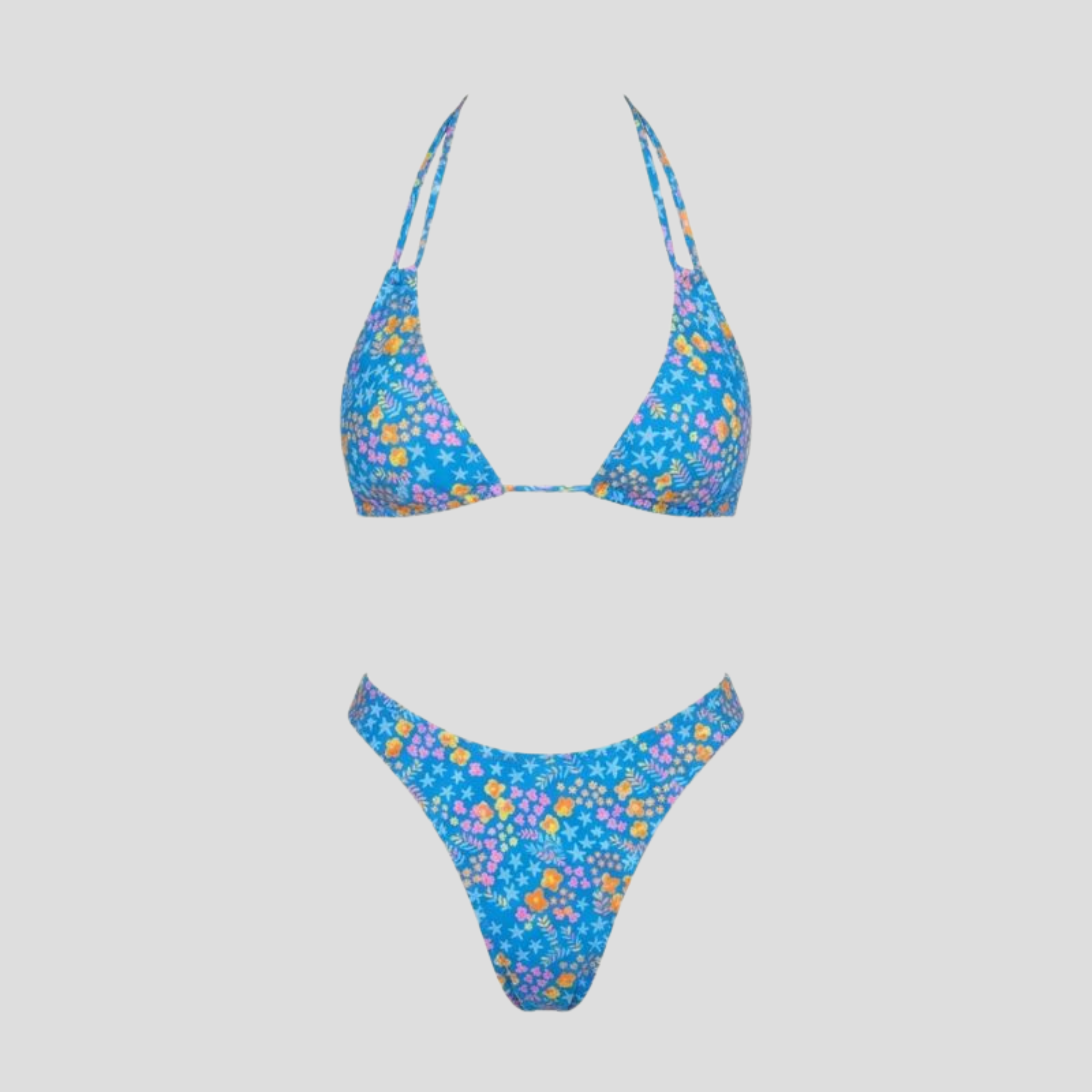 Women Bikini Set | Halter Neckline Form & Floral Pattern Alignment for Swimwear